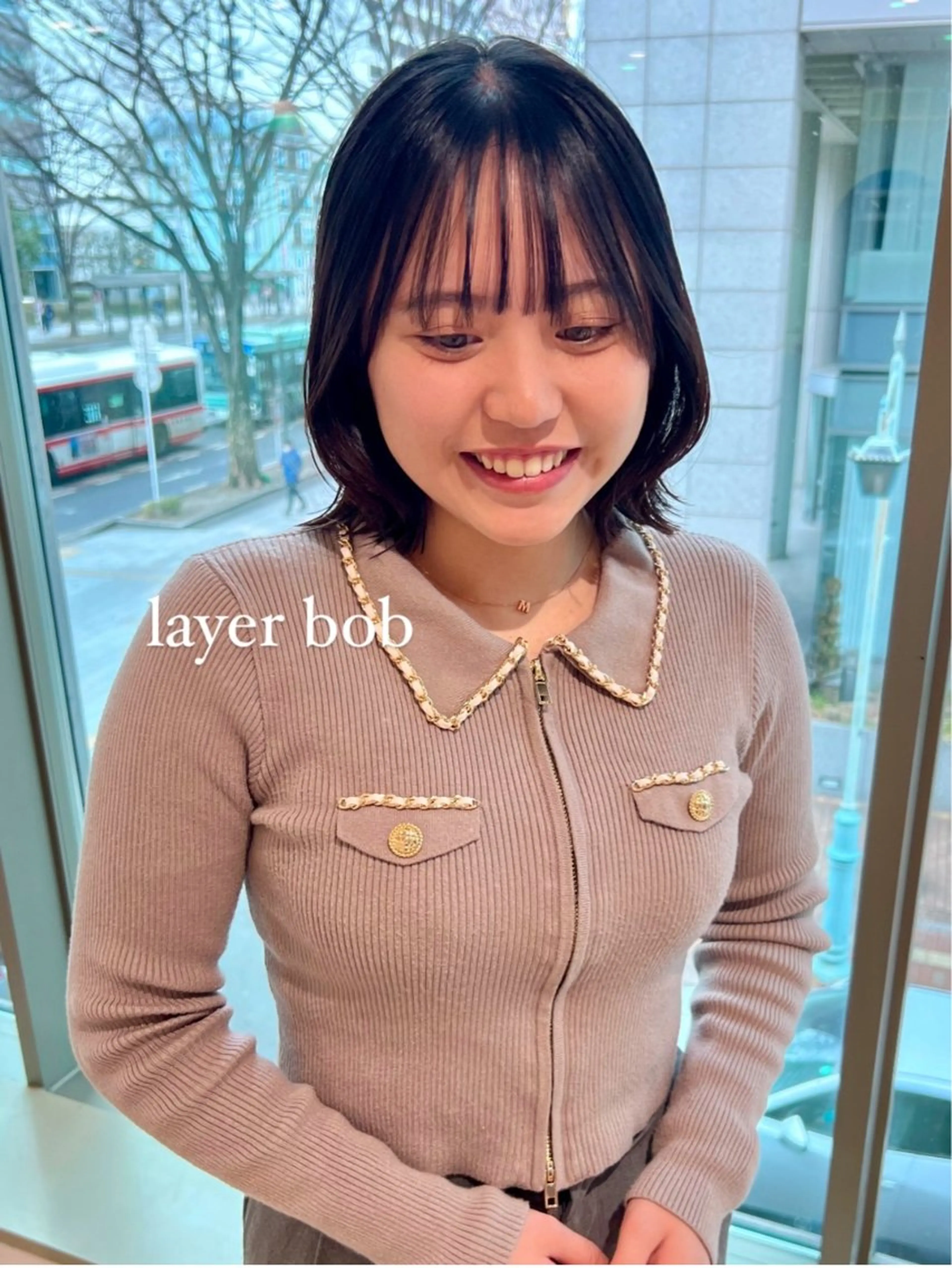 ショート ボブ レイヤーカット 加納千華 /ボブ/ぱつっとボブのヘアスタイル