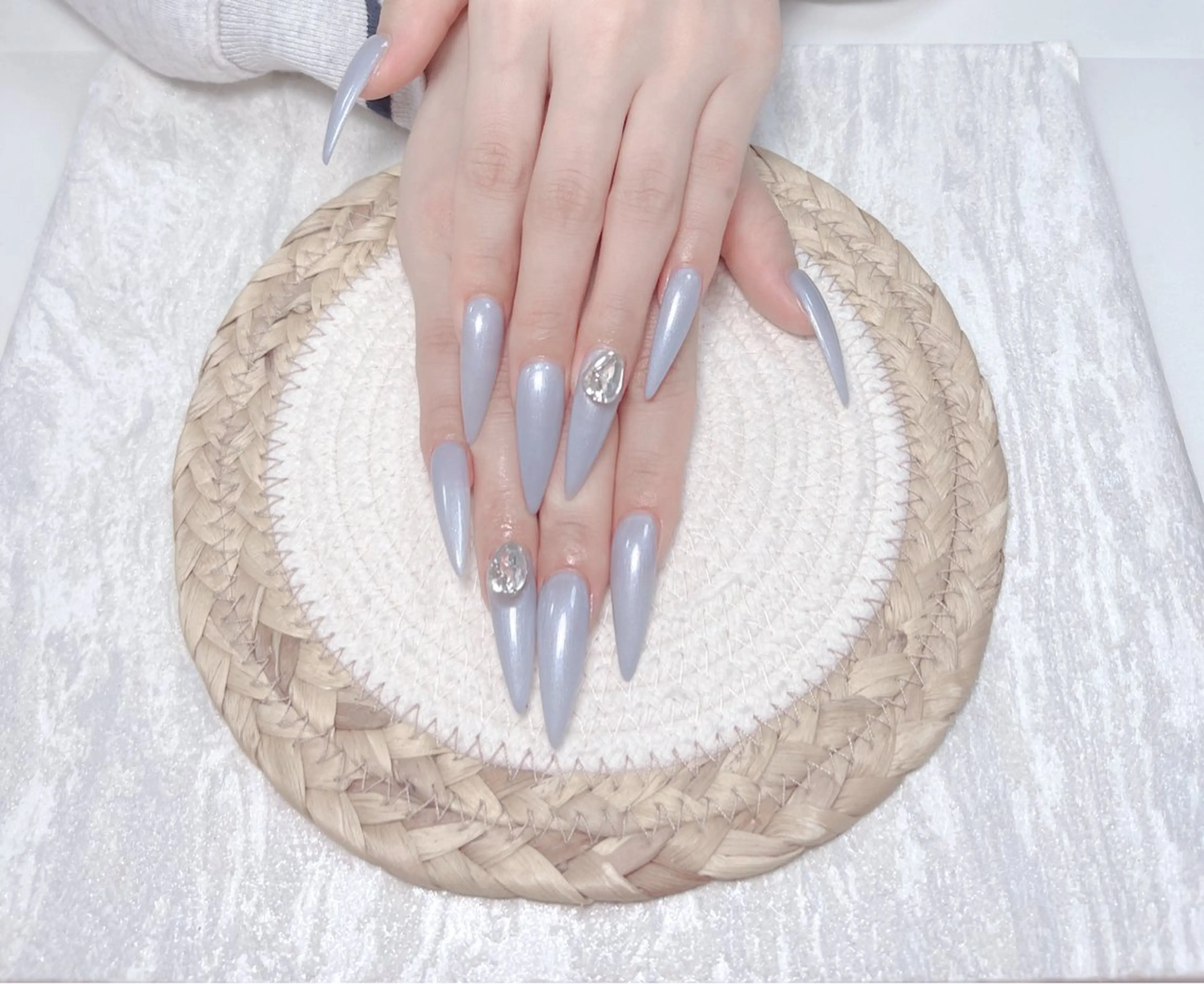💗チップ長さだし💗ワンカラー✨ラメワンカラー//ストーン2個プレゼント💗の写真