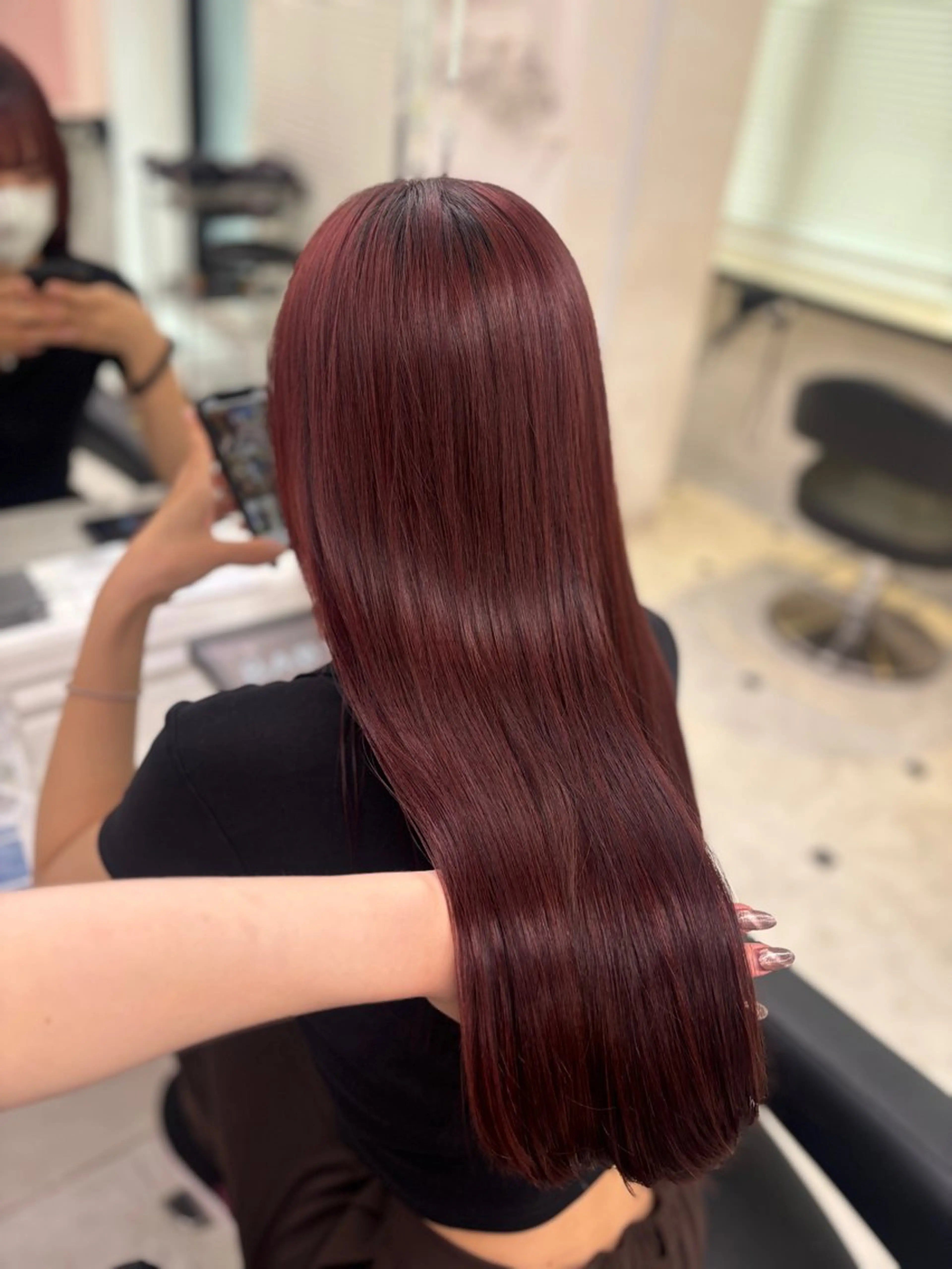 ロング ヘアカラー トリートメント ヘッドスパ ヘアセット 韓国ガーリー🤍暖 色カラー🤍misaのヘアスタイル