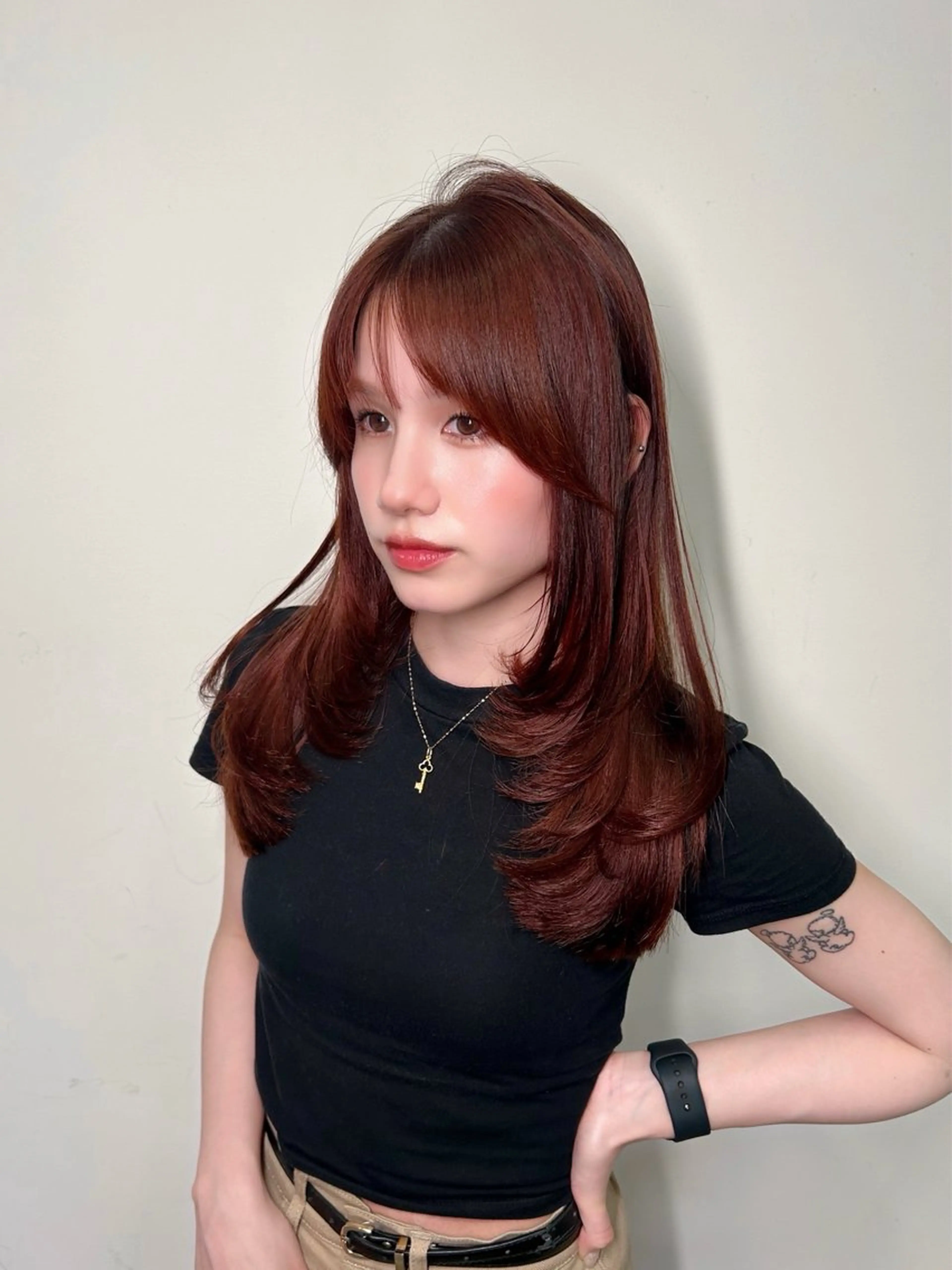 セミロング カラー カット ヘアカラー YUI 武庫之荘美容室のヘアスタイル