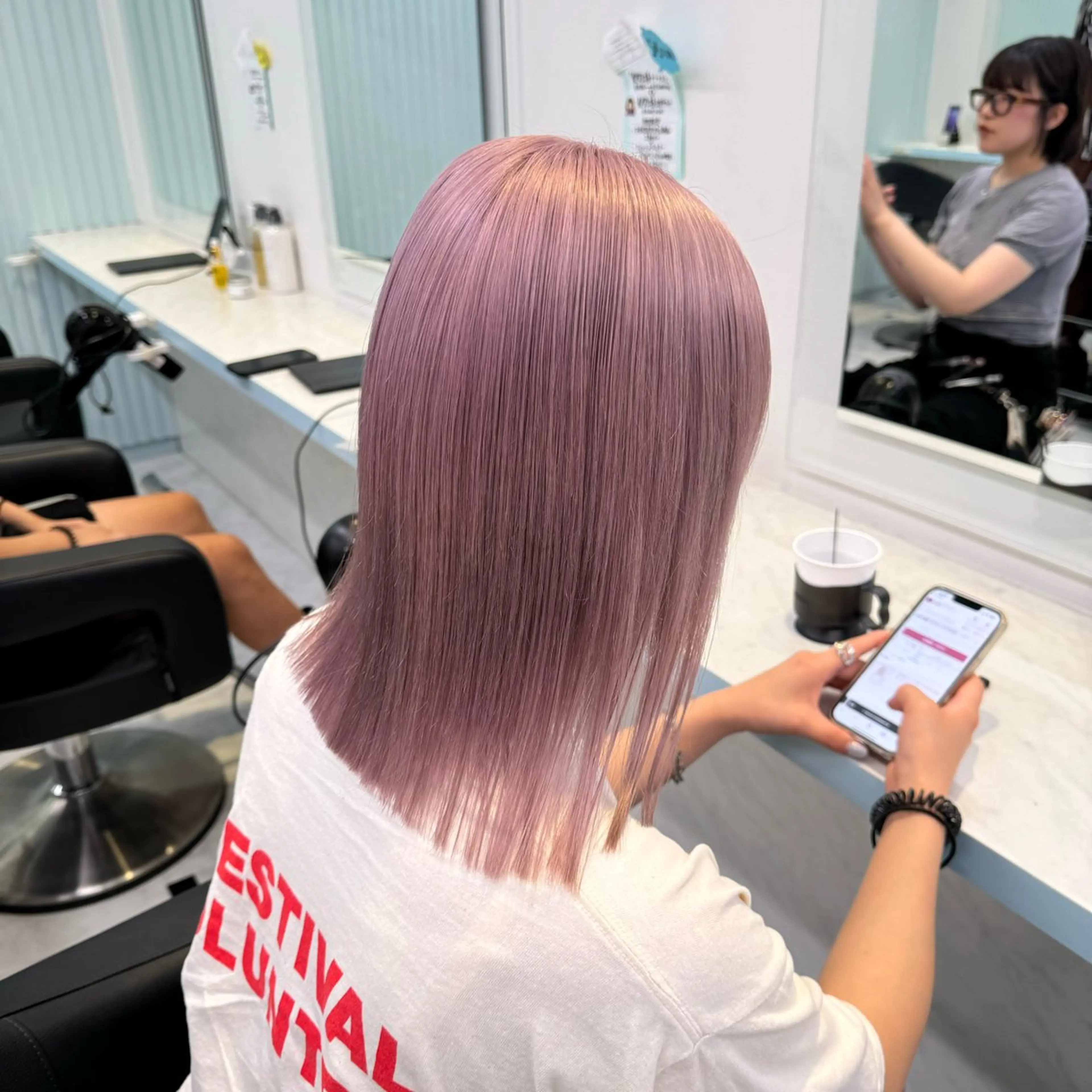 セミロング カラー ヘアカラー トリートメント ヘッドスパ ヘアセット 暖色🩷透明感カラー ♡Maika♡のヘアスタイル