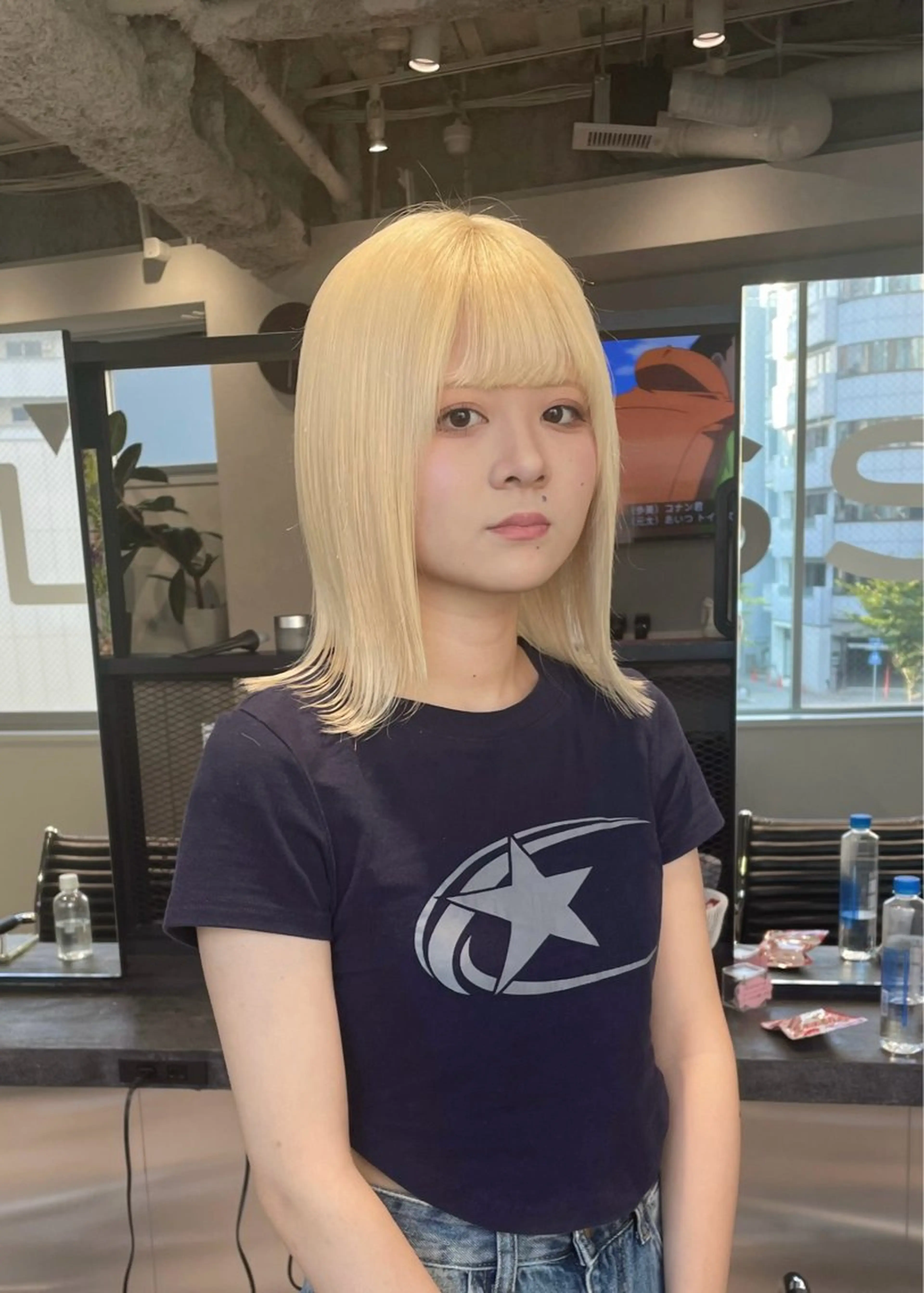 ミディアム カラー ブリーチ ブロンド ヘアカラー トリートメント 🌷ケアブリーチ /透明感/れい🌷のヘアスタイル