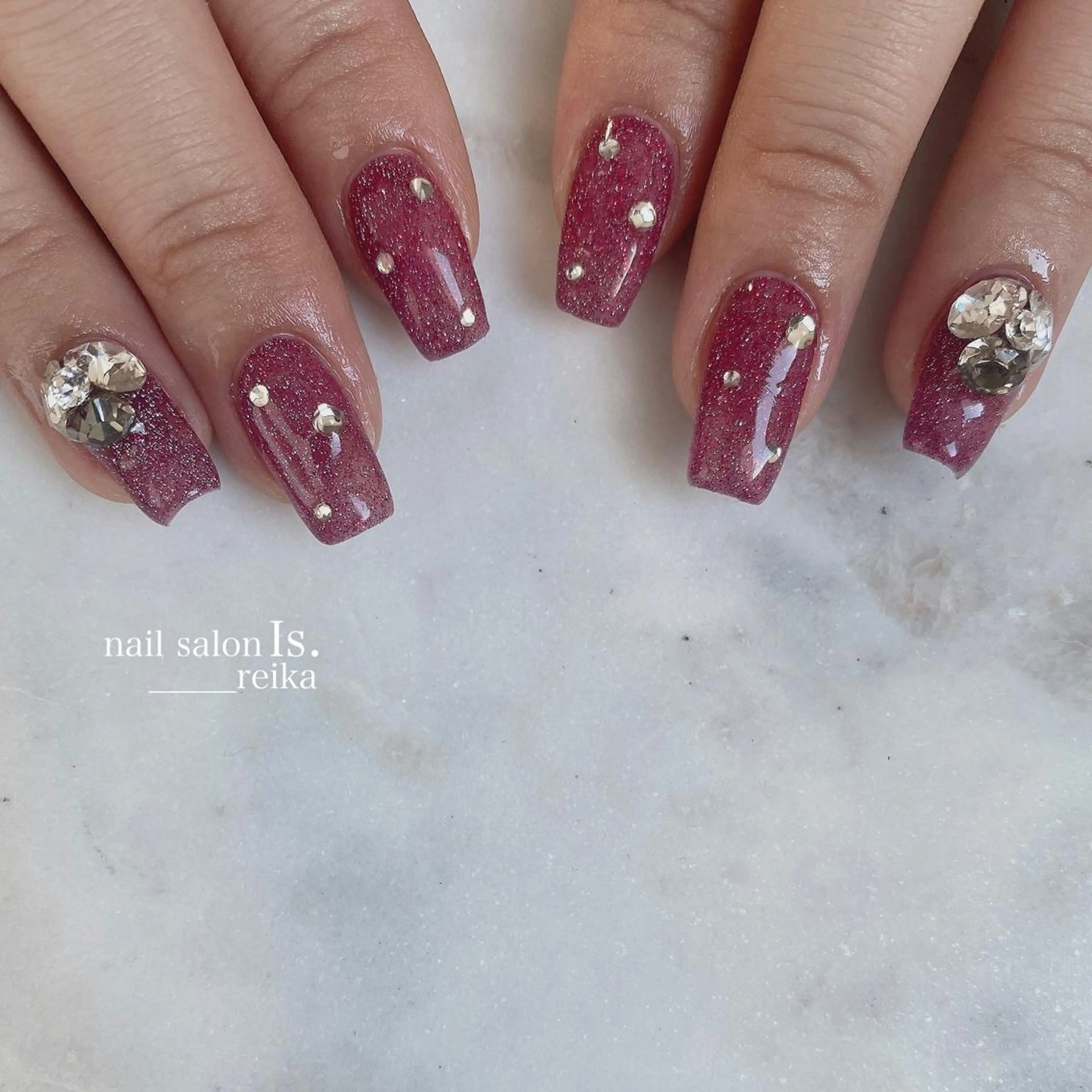 ネイル フラッシュネイル ジェルネイル キラキラネイル ストーンネイル nail salon Is.  reikaのネイルデザイン