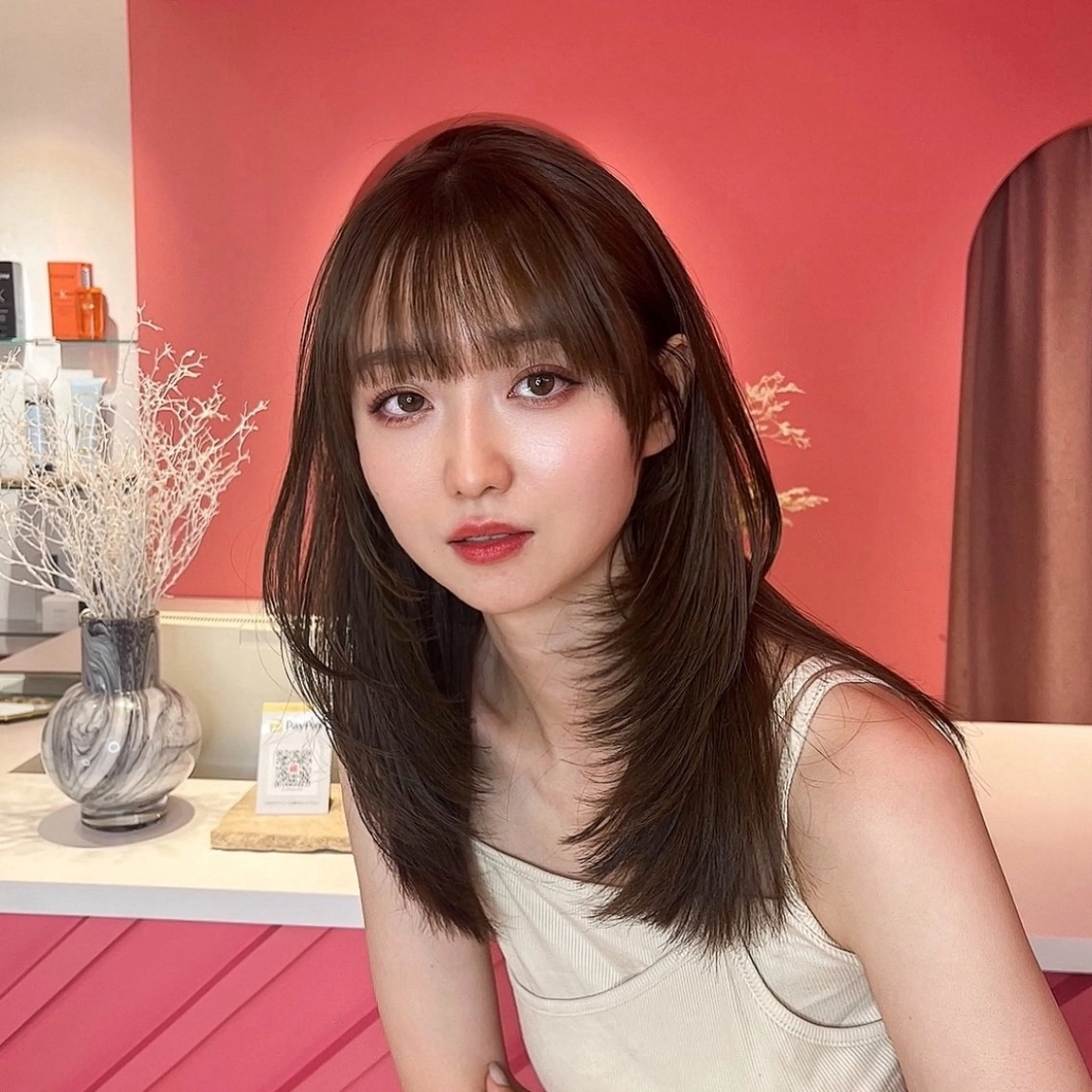 ロング カラー 山崎/ボブ縮毛矯正 レイヤー髪質改善のヘアスタイル