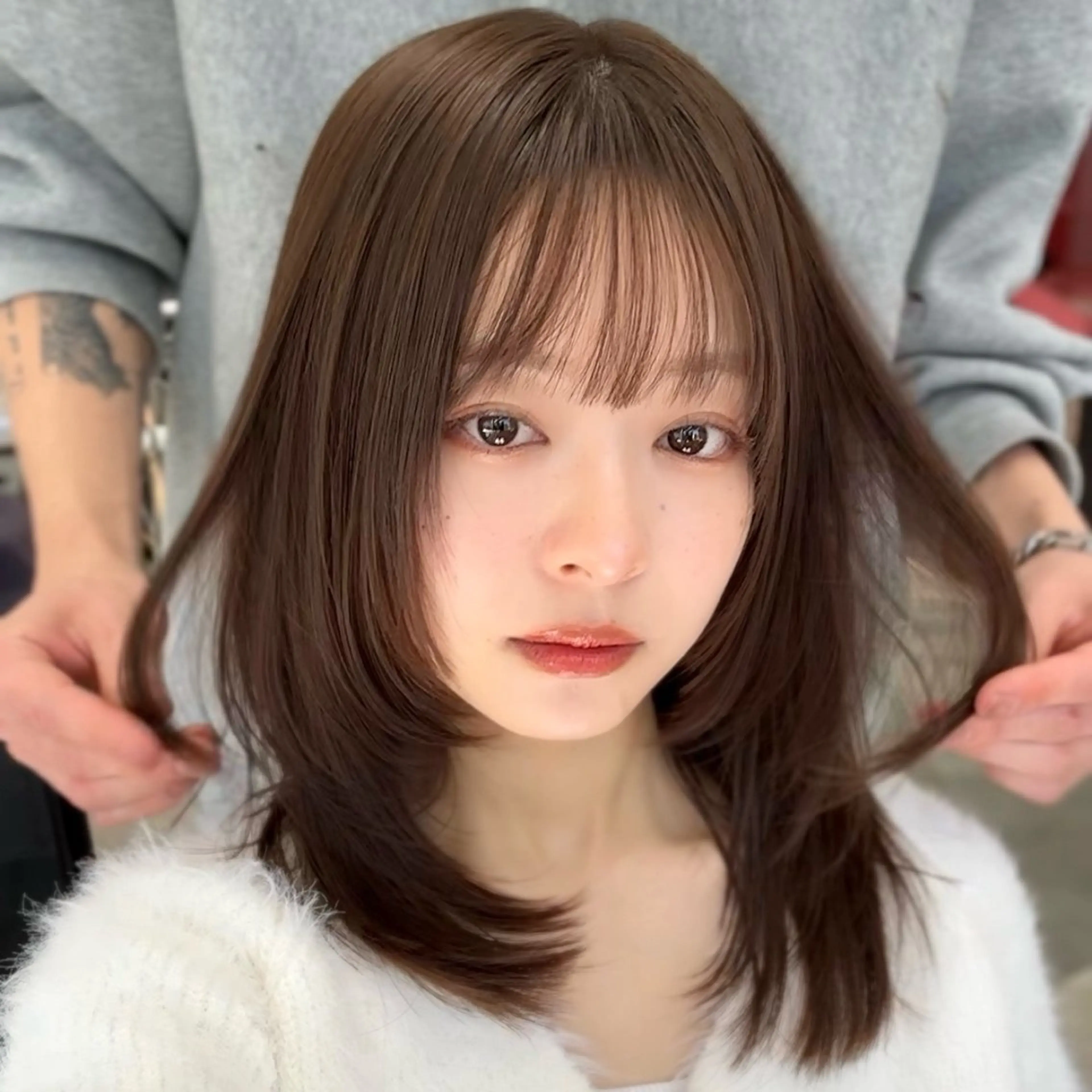 ロング カラー レイヤーカット カット ヘアカラー トリートメント ヘッドスパ 山崎/韓国縮毛矯正 レイヤー髪質改善のヘアスタイル