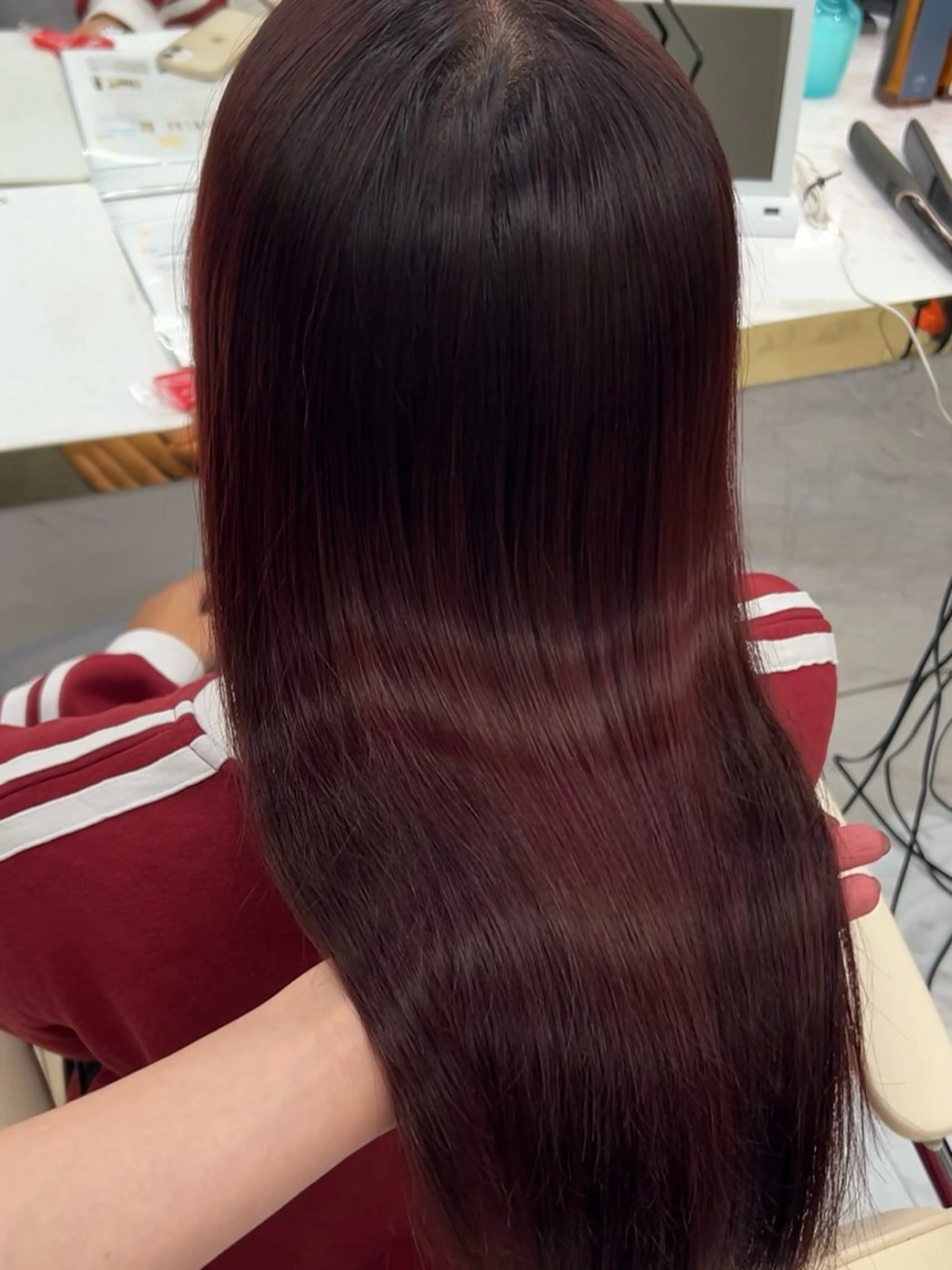 ロング カラー ヘアアレンジ 髪質改善 縮毛矯正 酸性ストレート カット ヘアカラー 縮毛矯正 トリートメント mao透明感カラー 似合わせヘアメイクのヘアスタイル