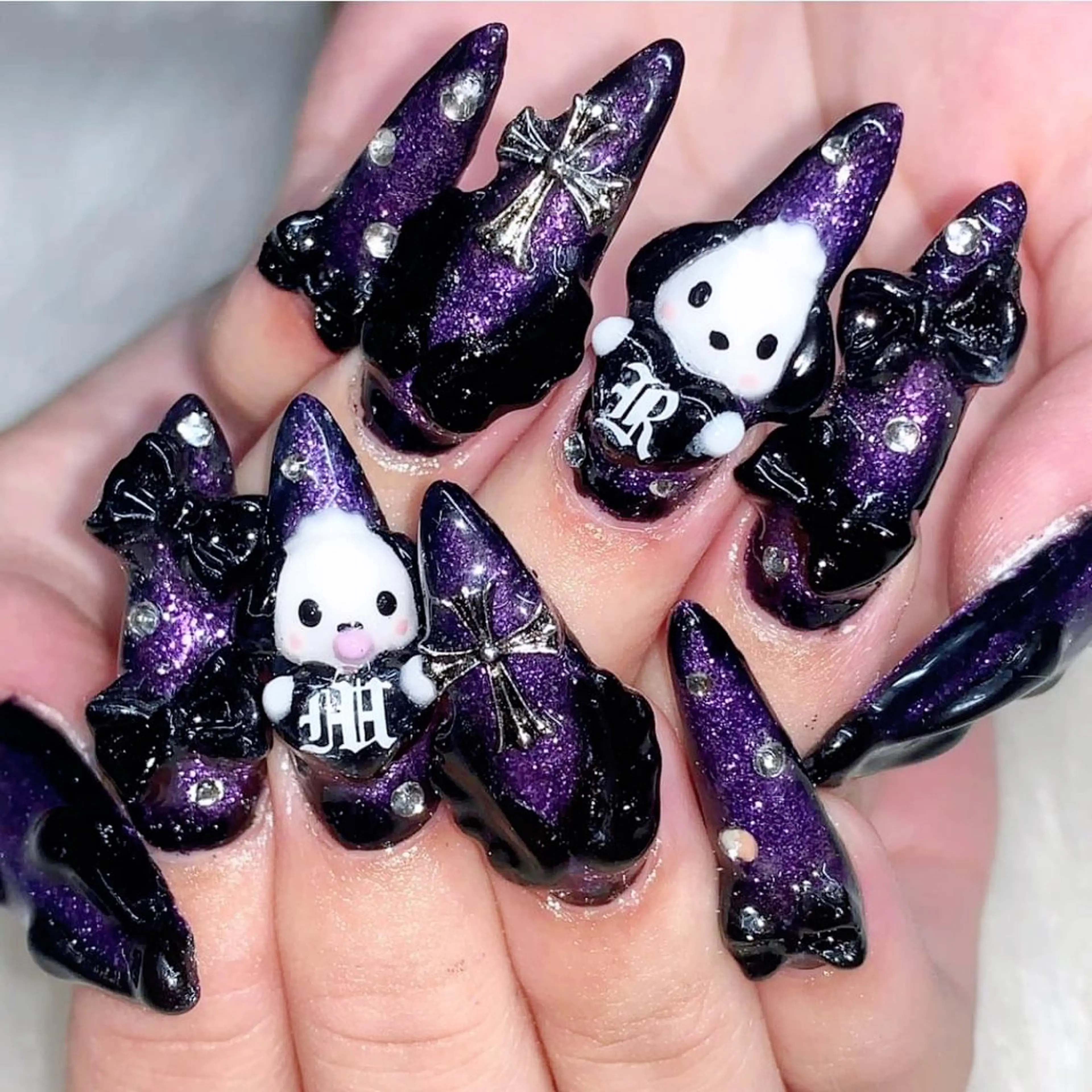 ネイル ハロウィン 持ち込み スカルプネイル NAILSGOGO shibuyaのネイルデザイン