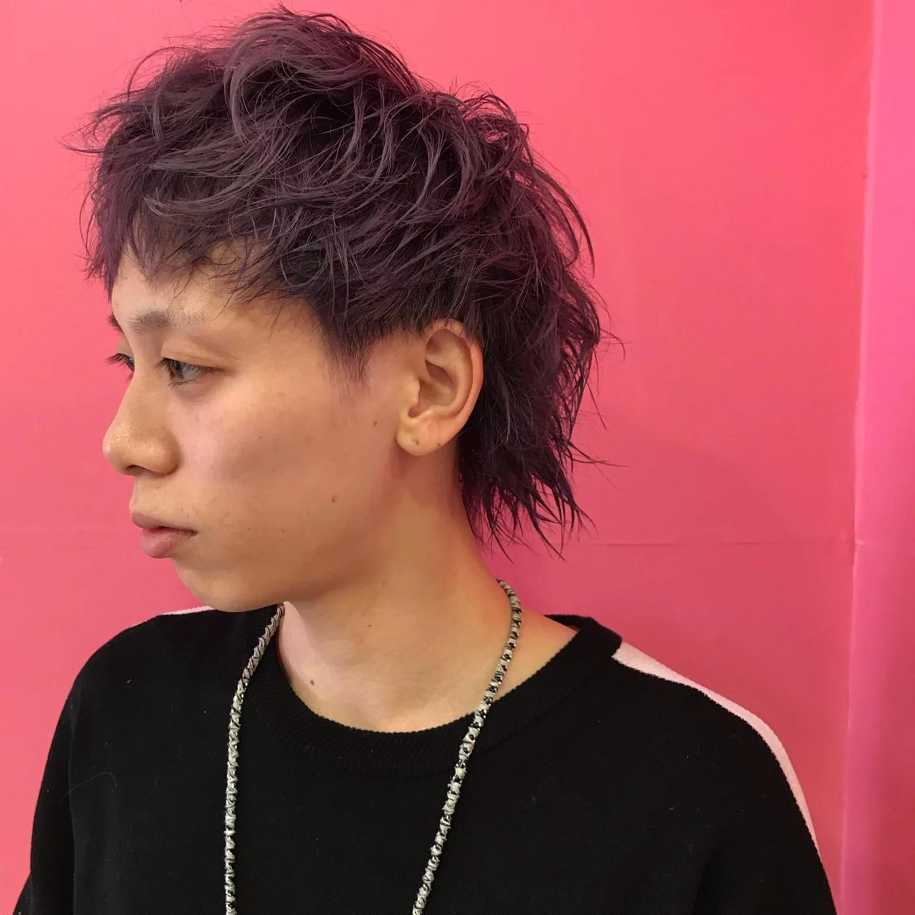 ショート カラー メンズ マッシュウルフ マッシュ メンズウルフカット アッシュ ラベンダーカラー Vir by browのヘアスタイル