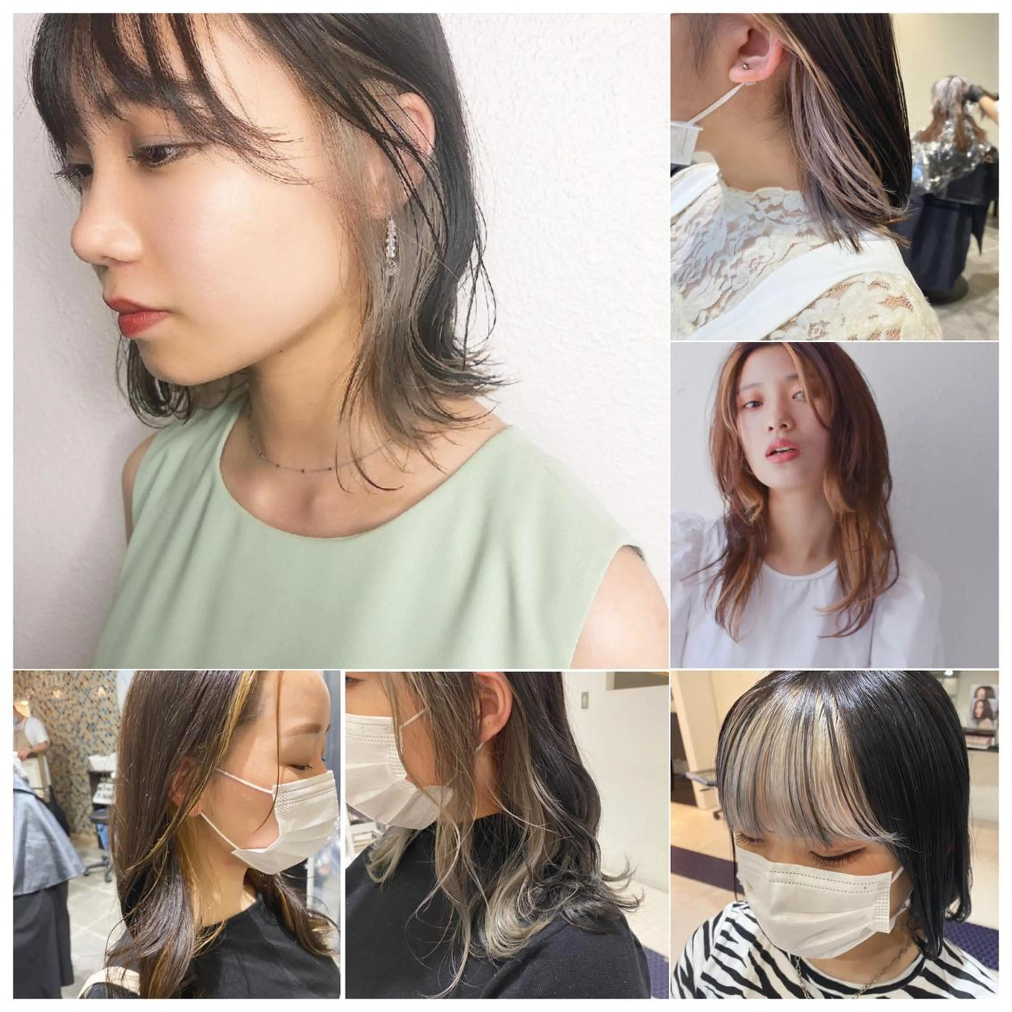 セミロング カラー ヘアアレンジ インナーカラー 顔周りカット カット ヘアカラー トリートメント 竹内啓太 ボブのヘアスタイル
