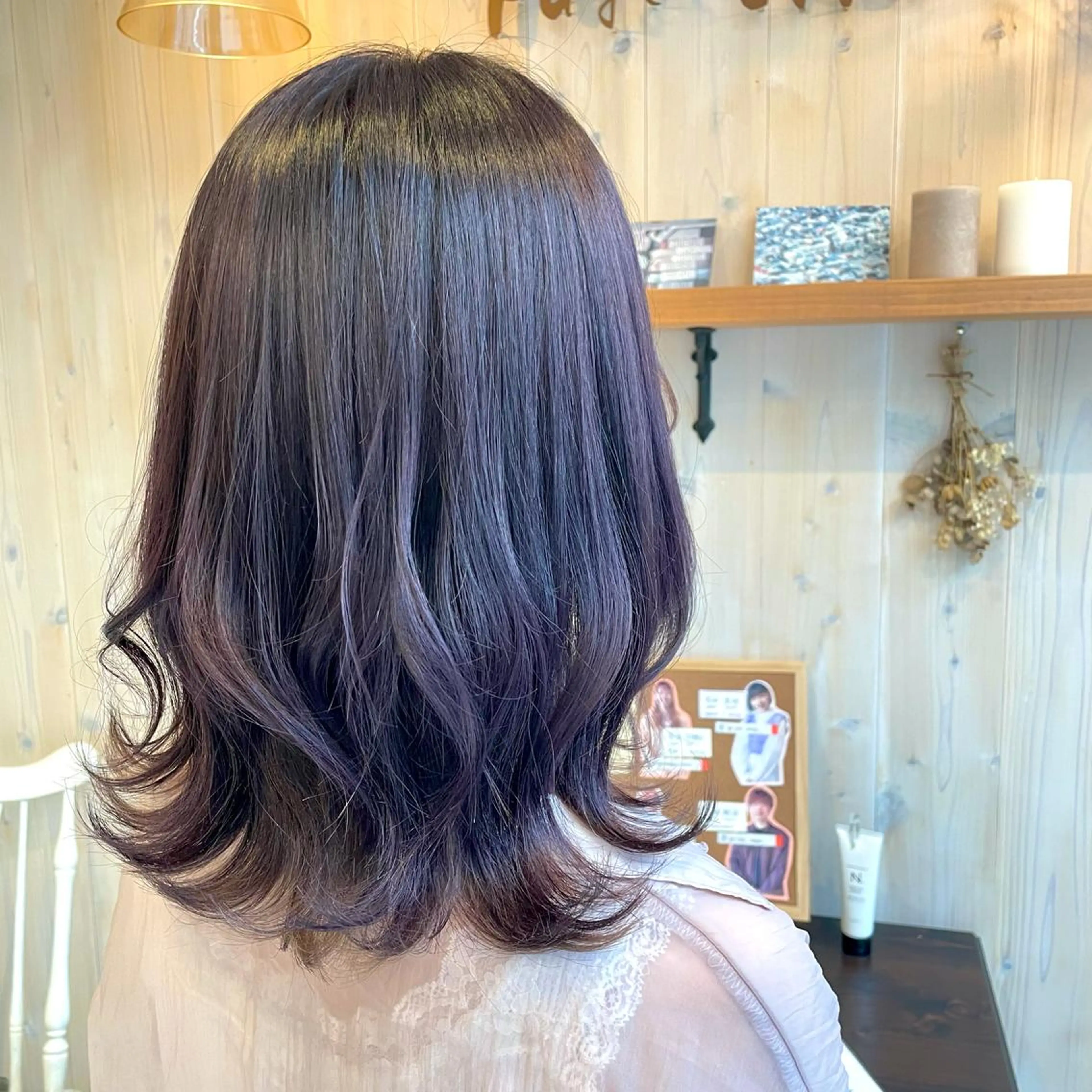 ミディアム カラー ブリーチ パープルカラー 透明感カラー/ 寺田千雅子のヘアスタイル