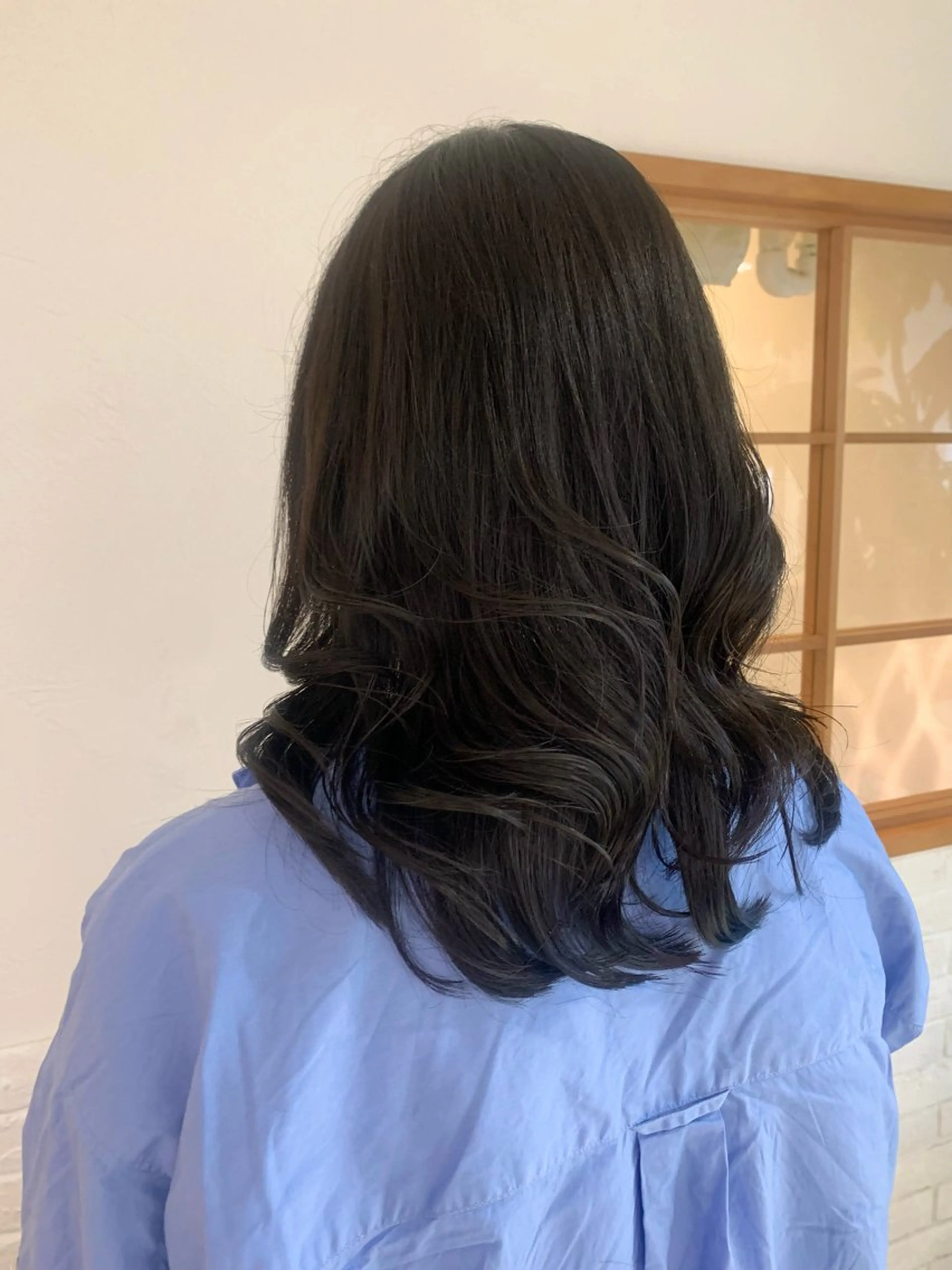 ロング カラー 黒髪 ブルーカラー ブルーブラック 韓国風ヘア レイヤーカット Lily hair design所属・🩰淡色系カラー／ 南ゆかり（女性のみ）のヘアスタイル