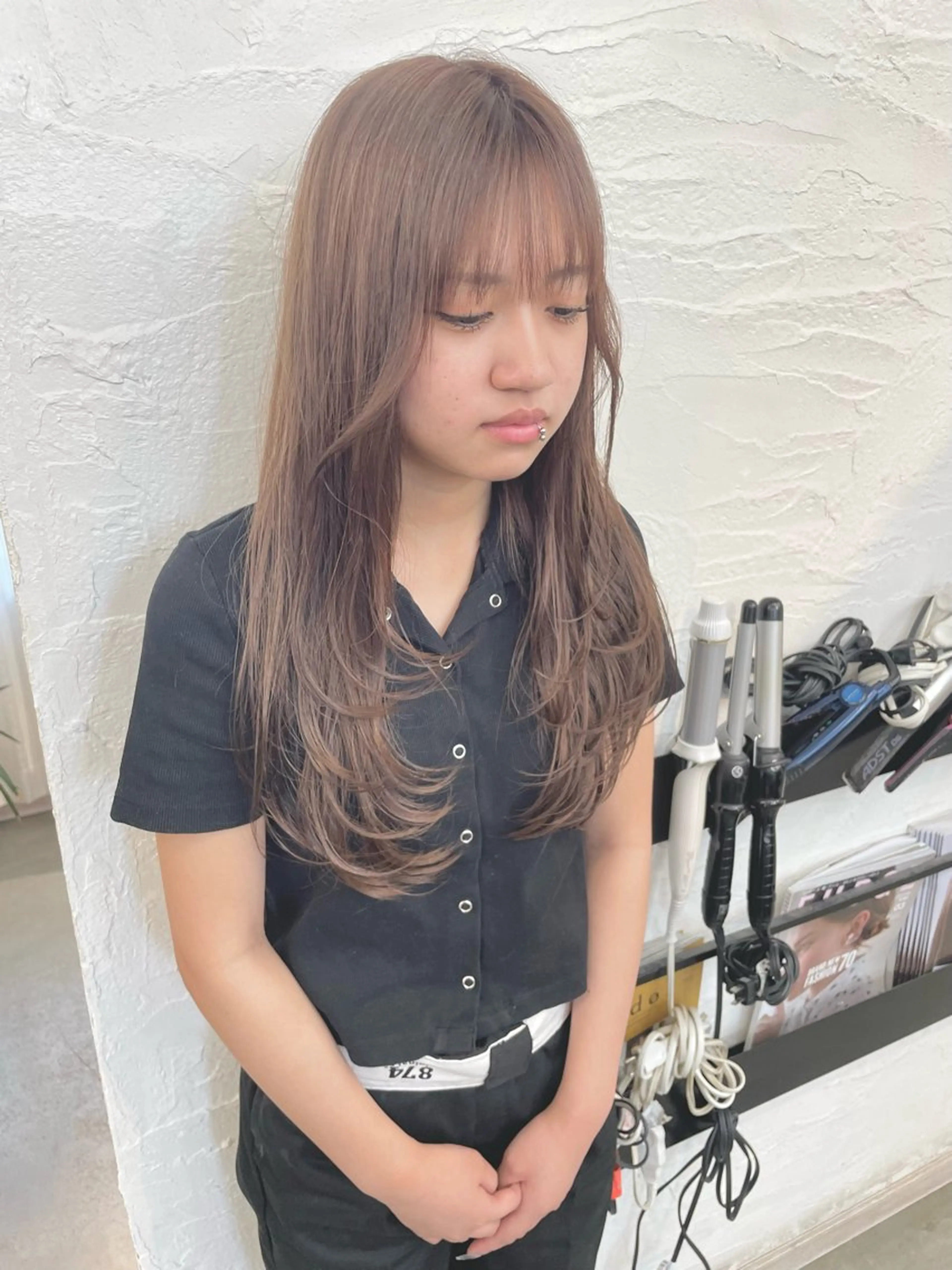 セミロング 顔周りカット レイヤーカット カット 尾崎 弘和のヘアスタイル