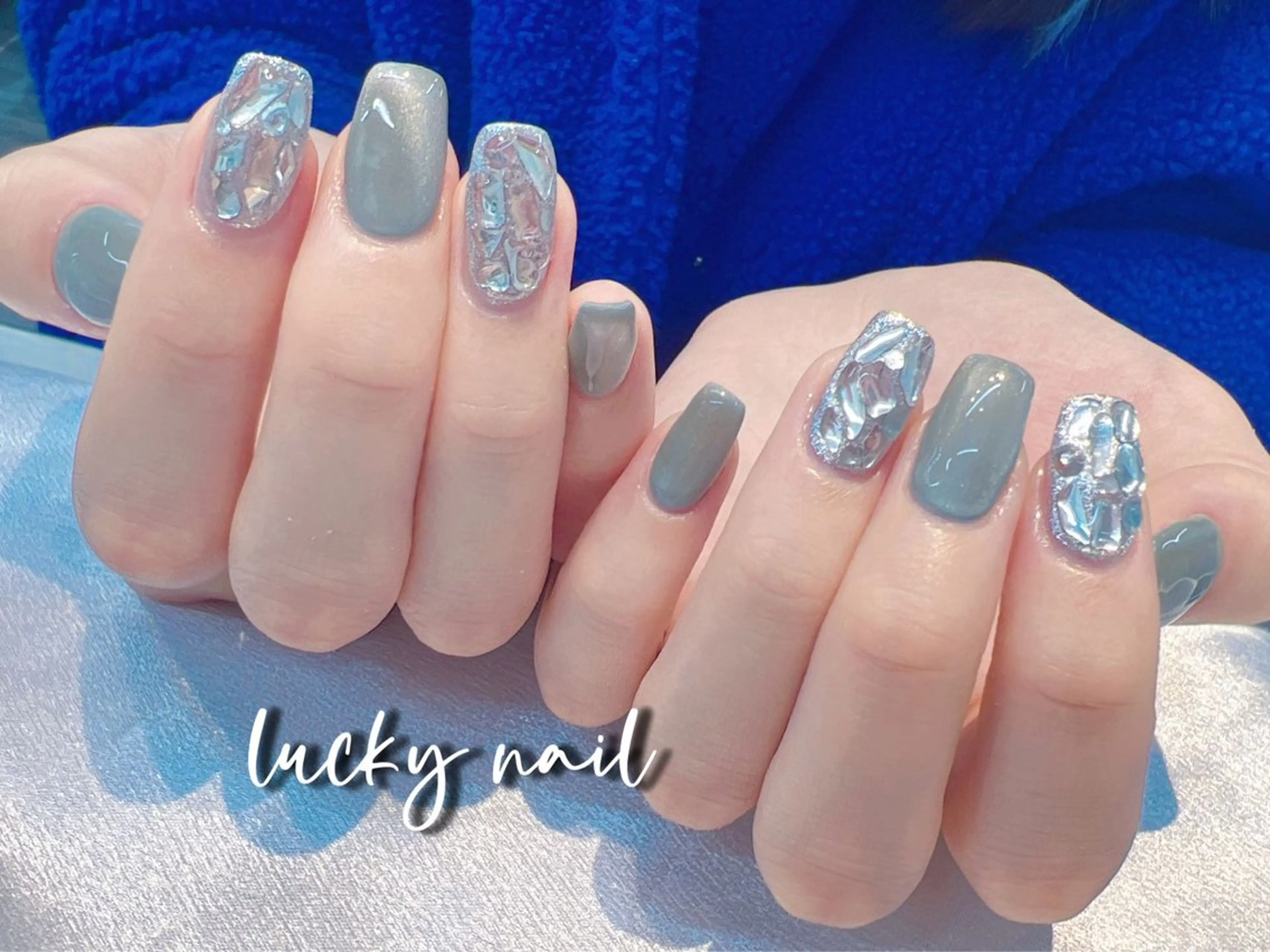 ネイル チークネイル 長さ出し ジェルネイル マグネットネイル 持ち込み Lucky nail 小林和希のネイルデザイン