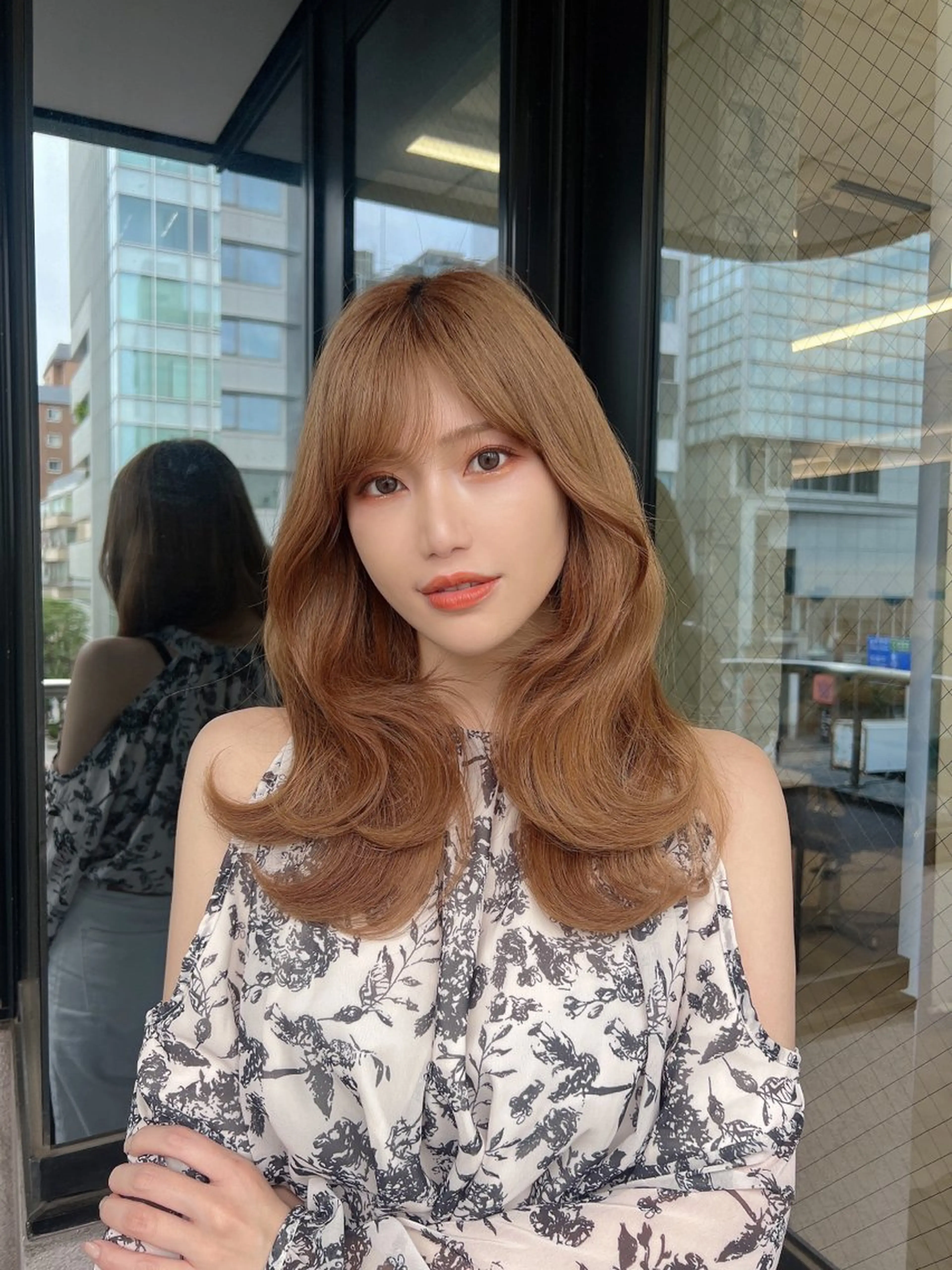 セミロング カラー アッシュ ベージュカラー 黒髪 ブリーチ ブルーカラー 韓国ヘア♡ 顔まわりカットayaのヘアスタイル