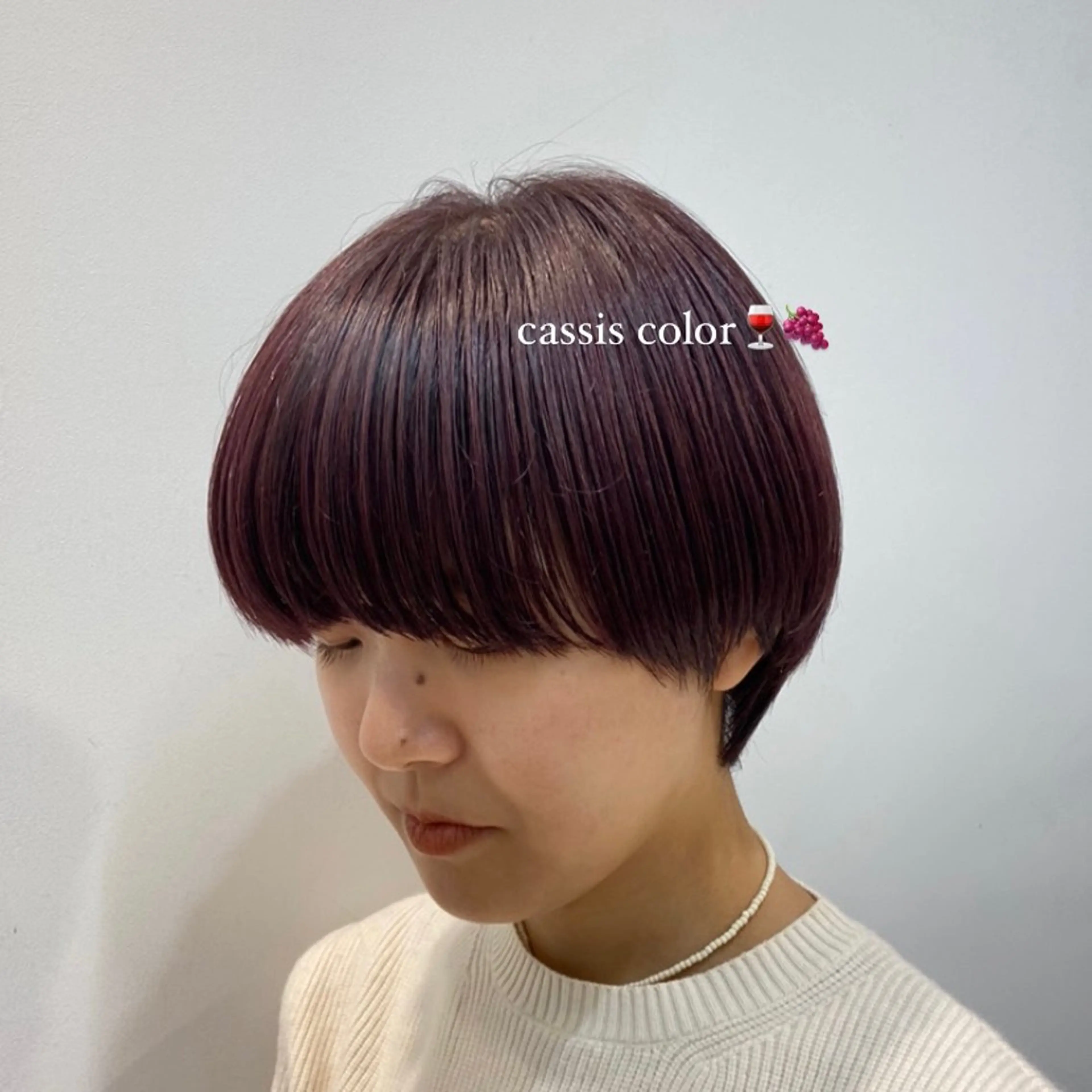 ショート カラー ブリーチ ボルドーカラー カシス ブリーチなしカラー 青柳美里/ショート カットモデル募集のヘアスタイル