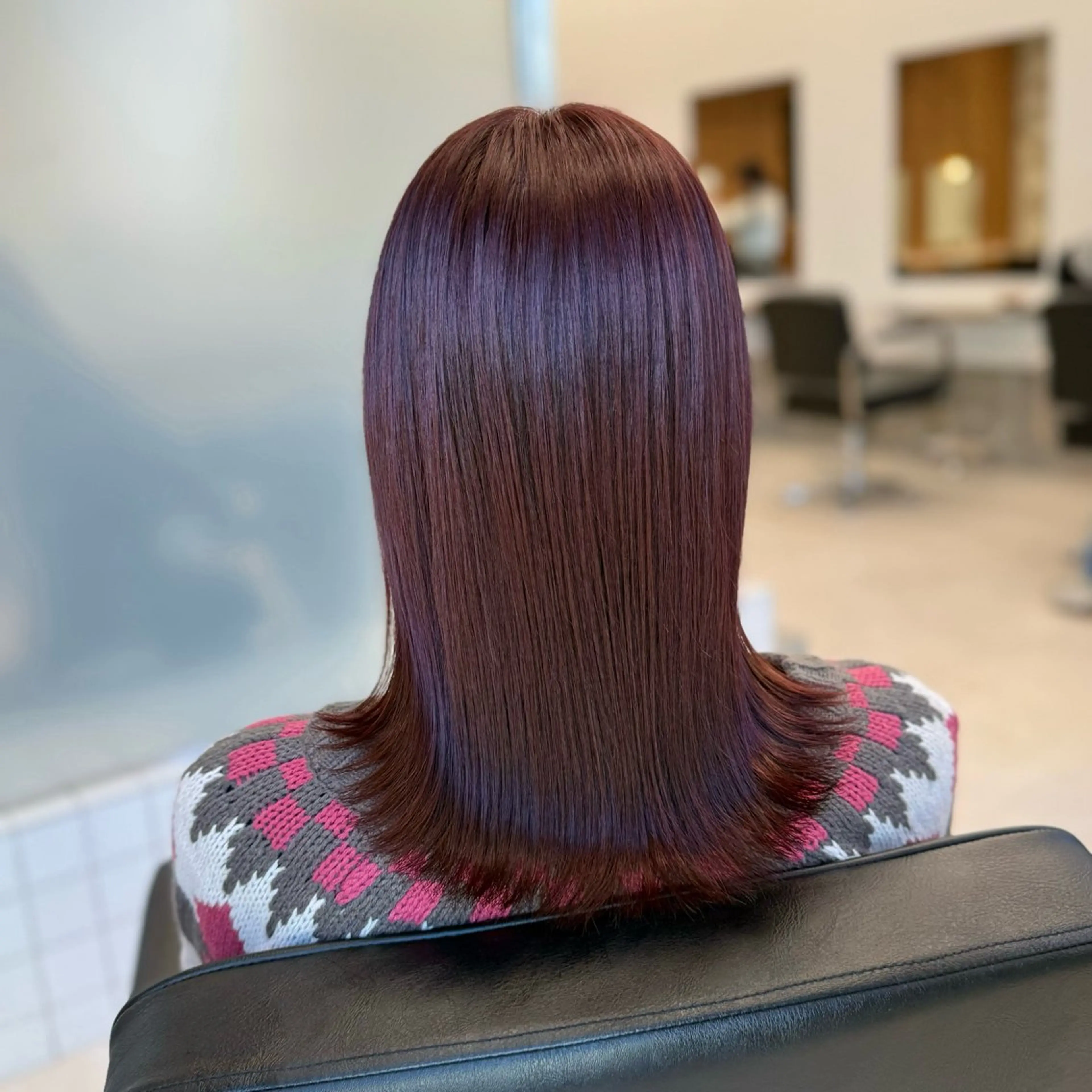 セミロング カラー ピンクカラー ヘアカラー トリートメント 縮毛矯正+モテカラー 🎀✨mihoのヘアスタイル