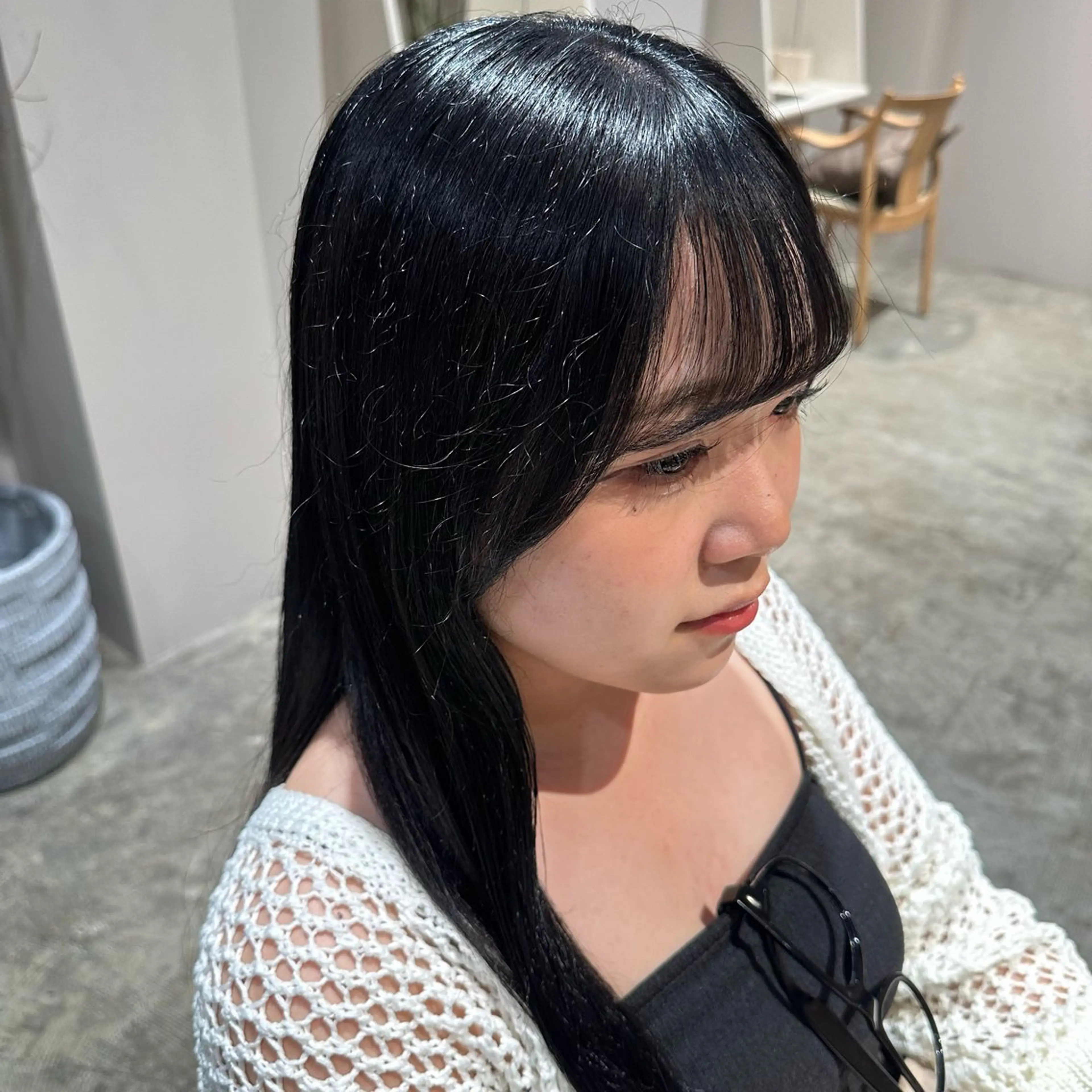 セミロング カラー ヘアアレンジ ブリーチ 透明感カラー 飯島 美海のヘアスタイル