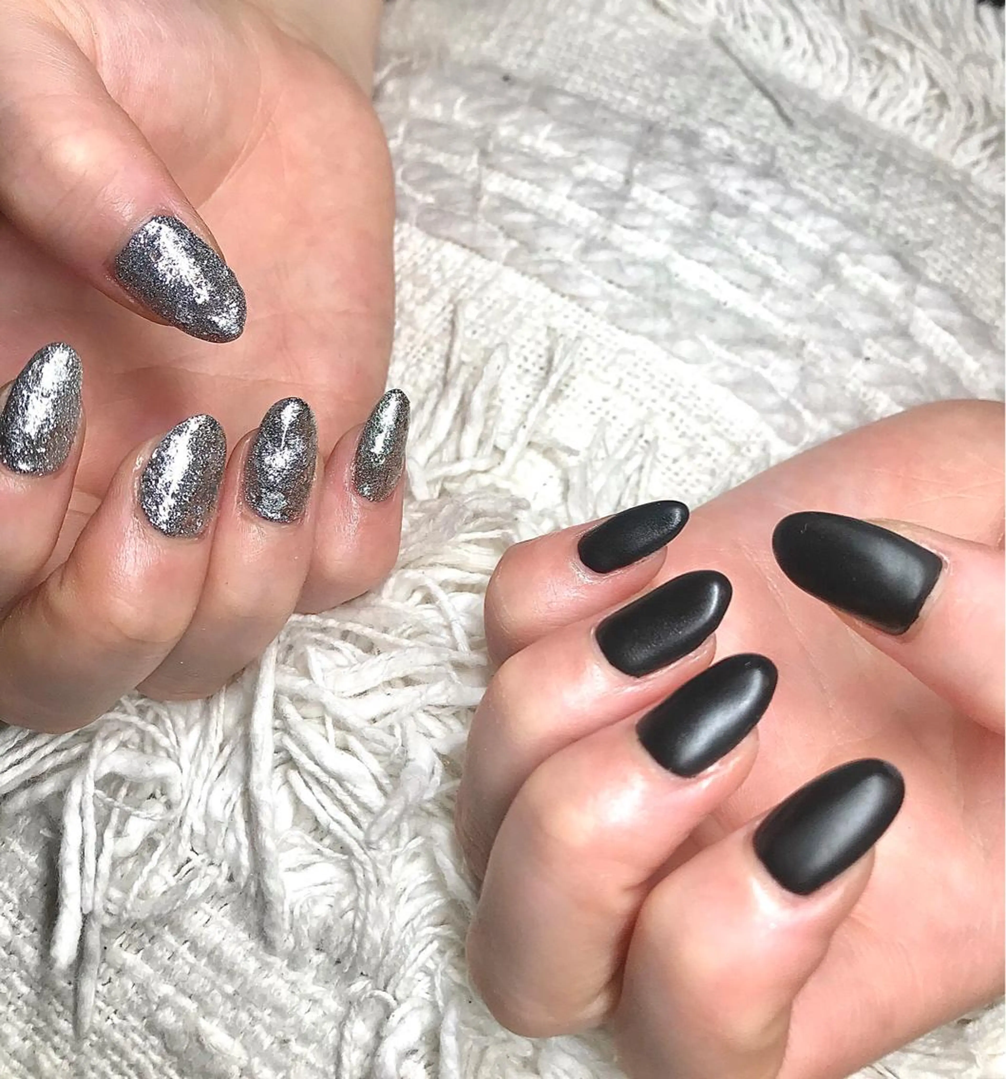 ミディアム カラー パーマ ヘアアレンジ ネイル マツエク・マツパ シルバー マットネイル シルバー nail&eye Aoのマツエク・マツパデザイン