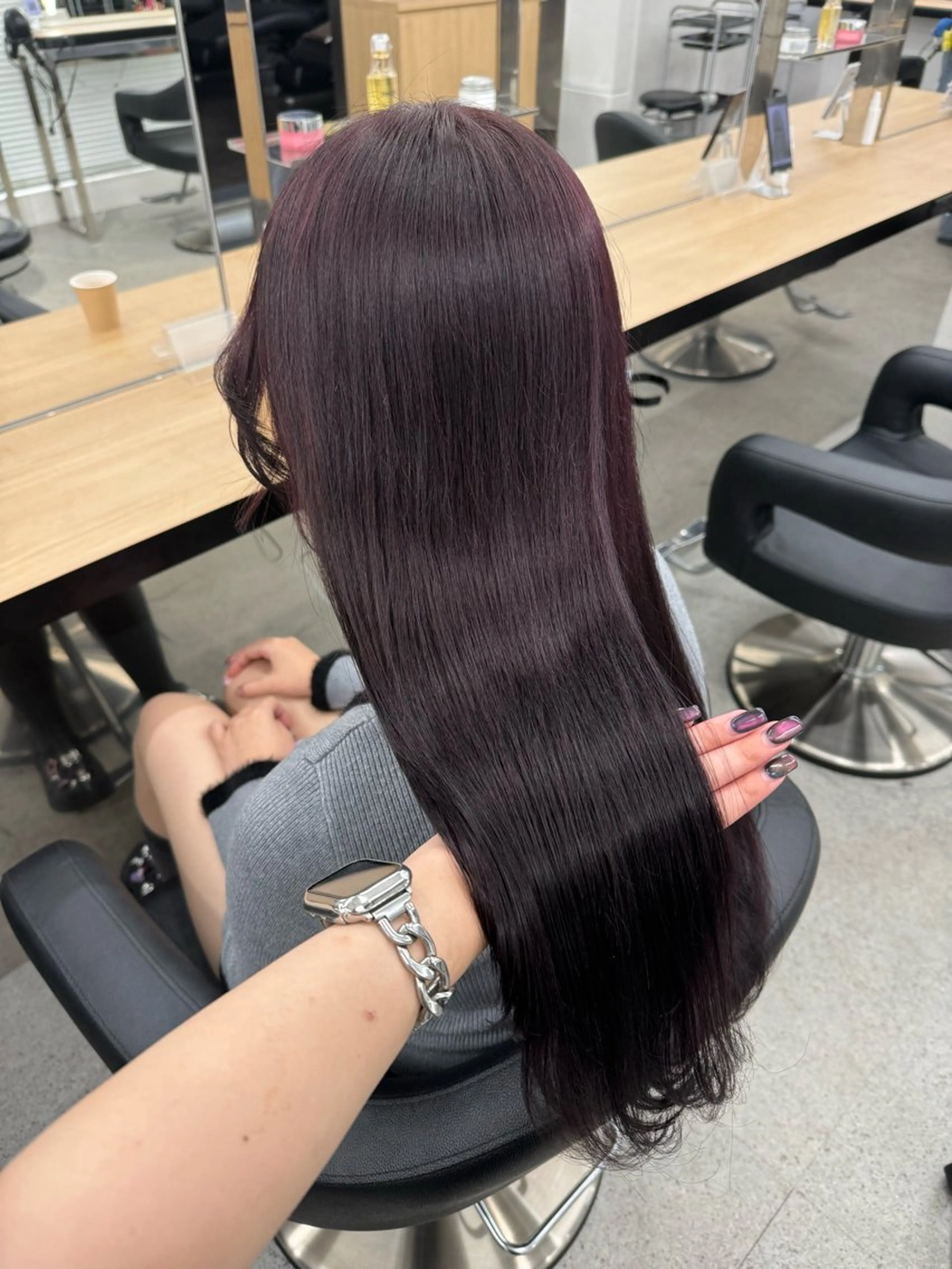 ロング カラー ヘアカラー 暗髪🩶ラベンダー/ ブルー/ユウナ🤍のヘアスタイル