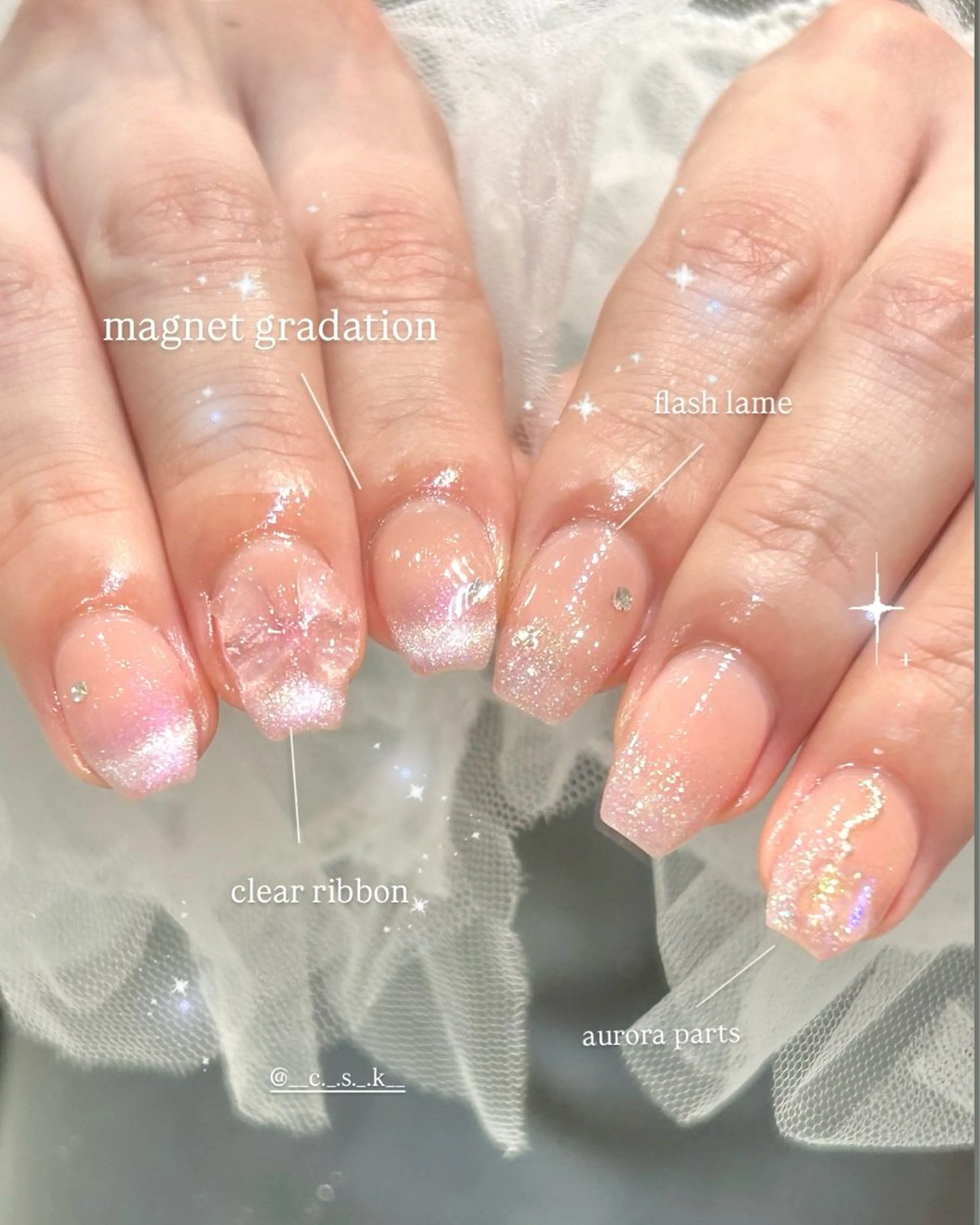 ネイル ハンドネイル 🎀チーク/ちゅるん 🫧chisa🎀のネイルデザイン