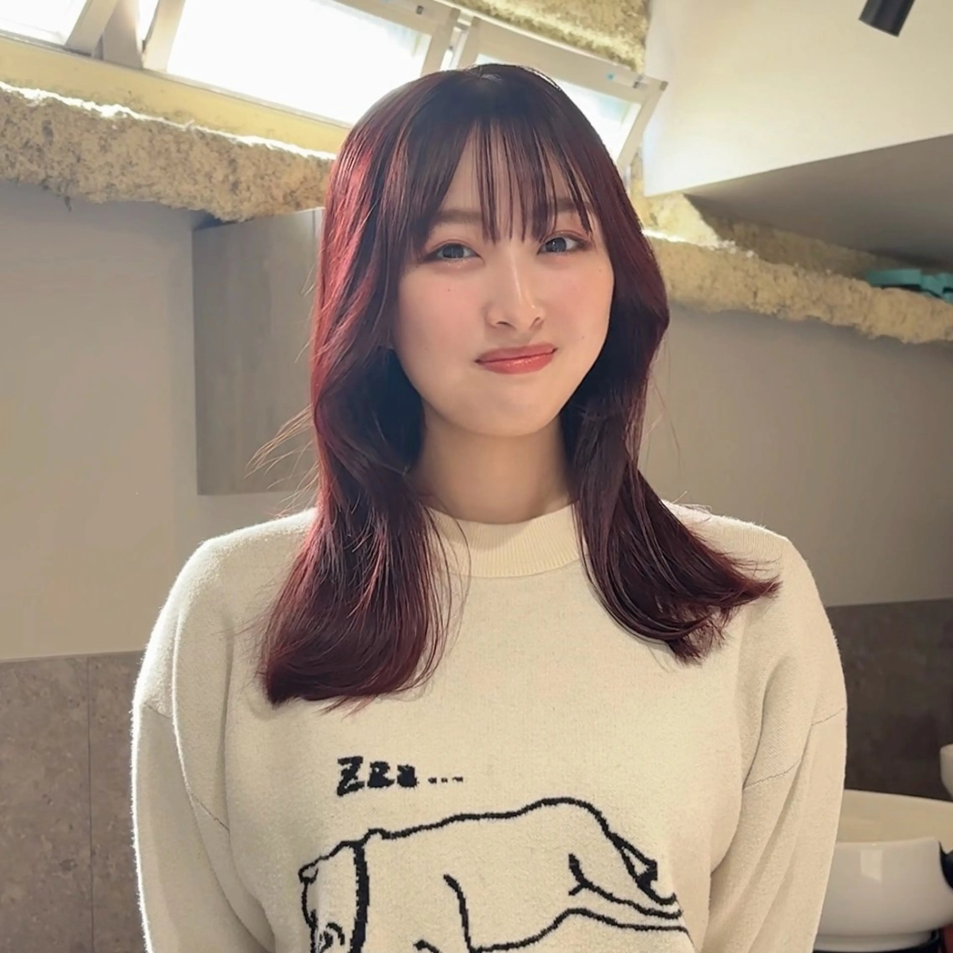 ミディアム カラー レッドカラー ヘアカラー The Path ARENのヘアスタイル