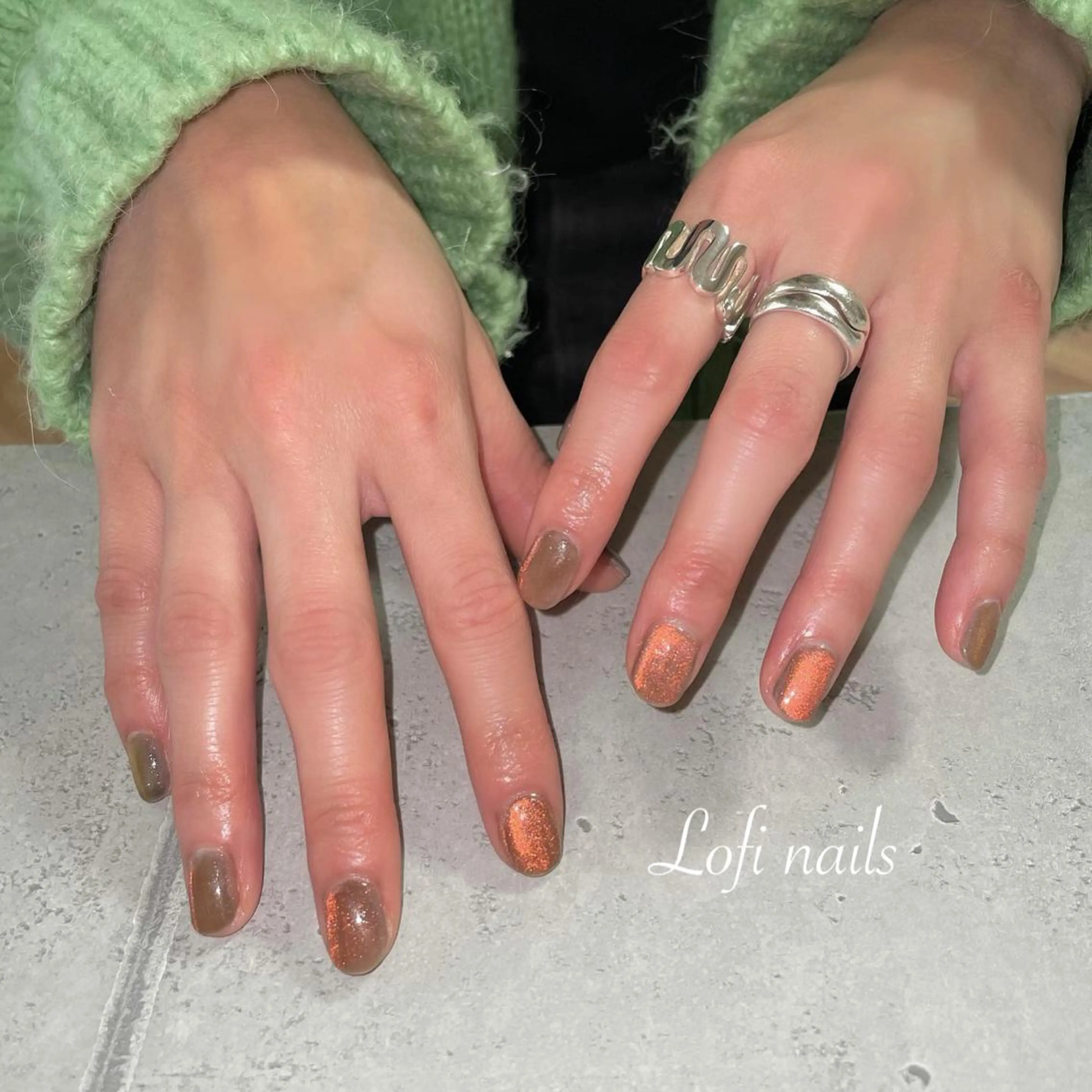ネイル マグネットネイル オレンジ Lofinails ちひろのネイルデザイン