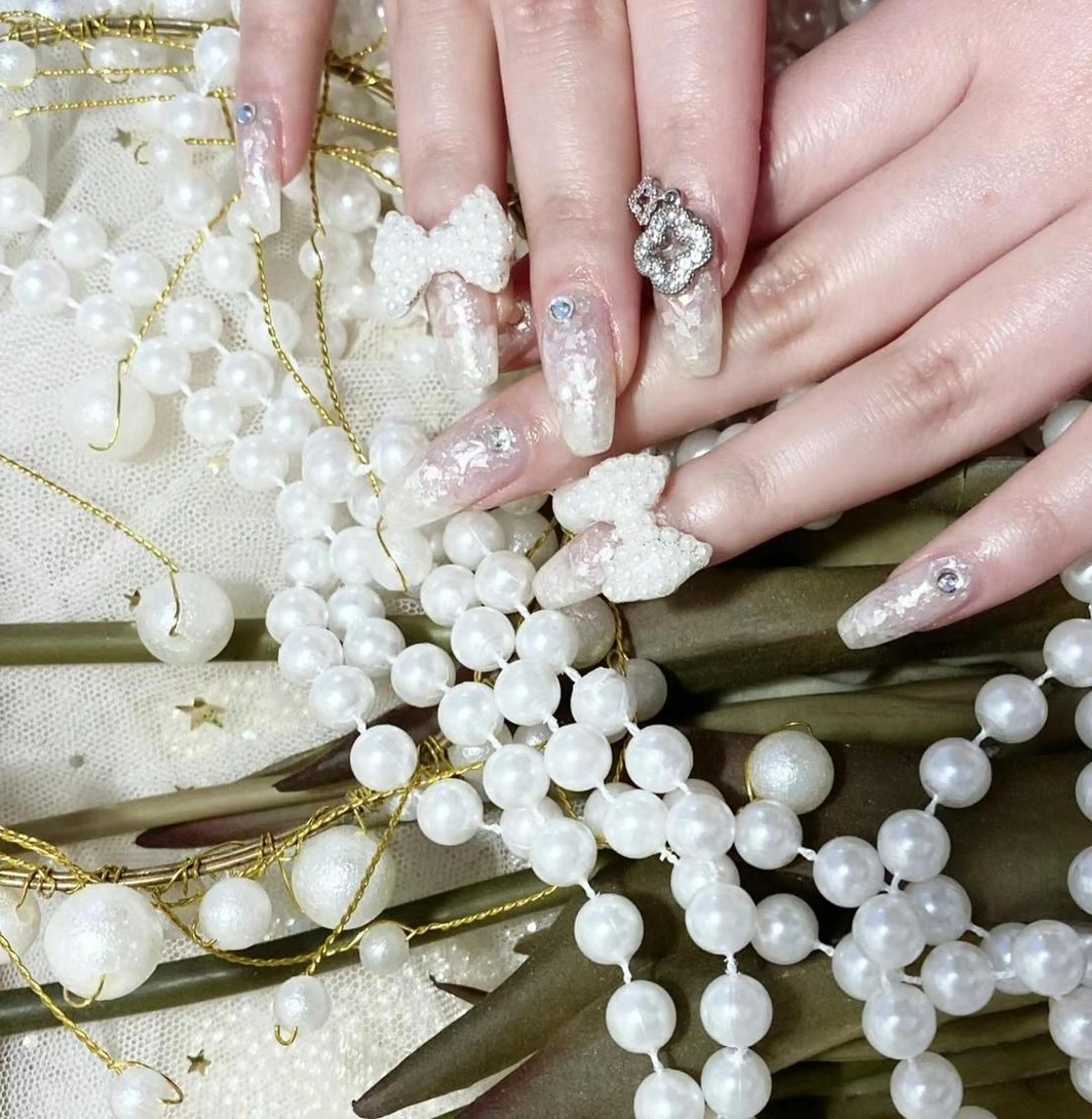 ネイル クリアネイル 韓国ネイル リボン Babarla Nailのネイルデザイン