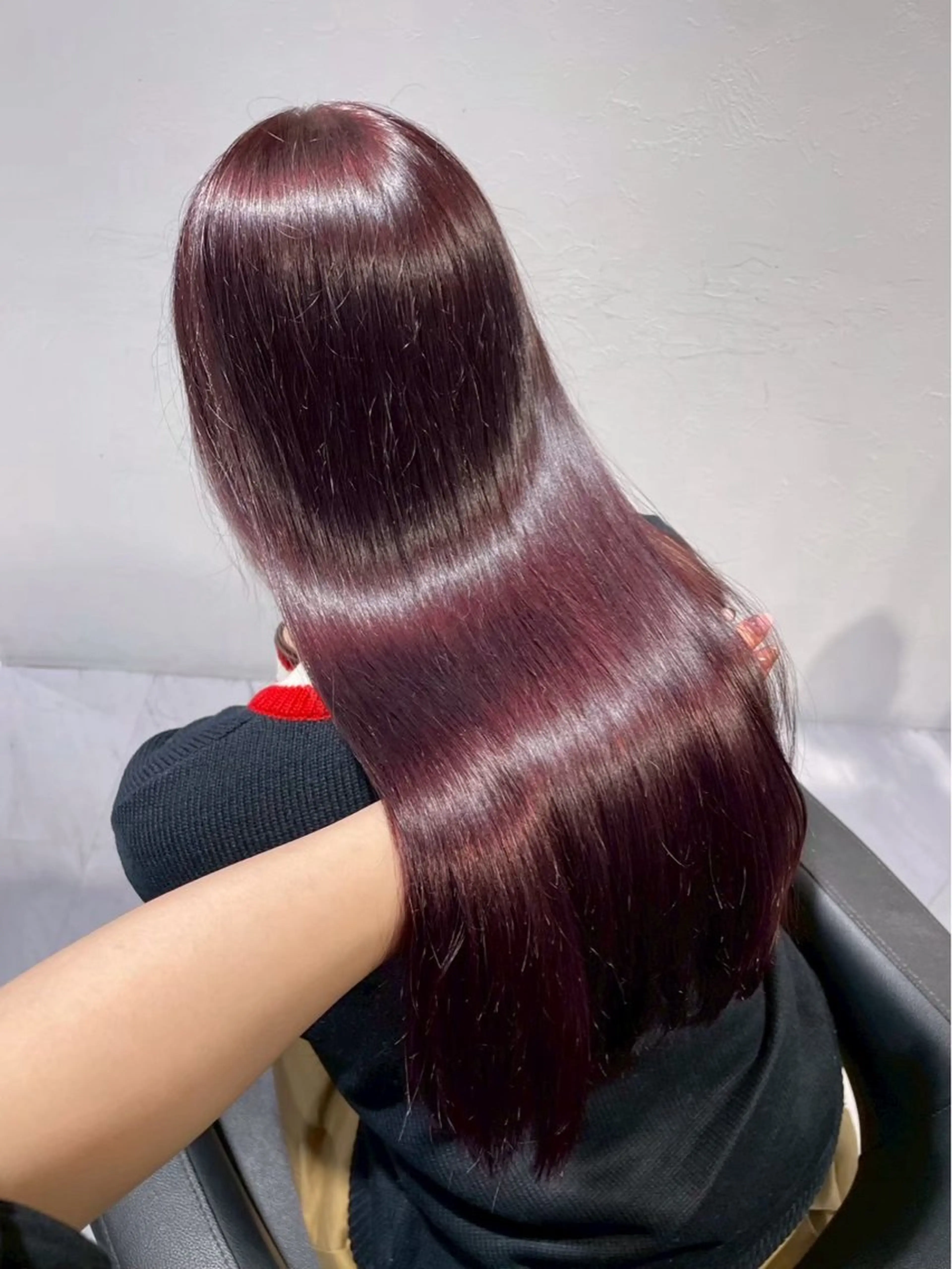 ロング カラー ワインレッド🍒ラベ ンダーKiyokaのヘアスタイル