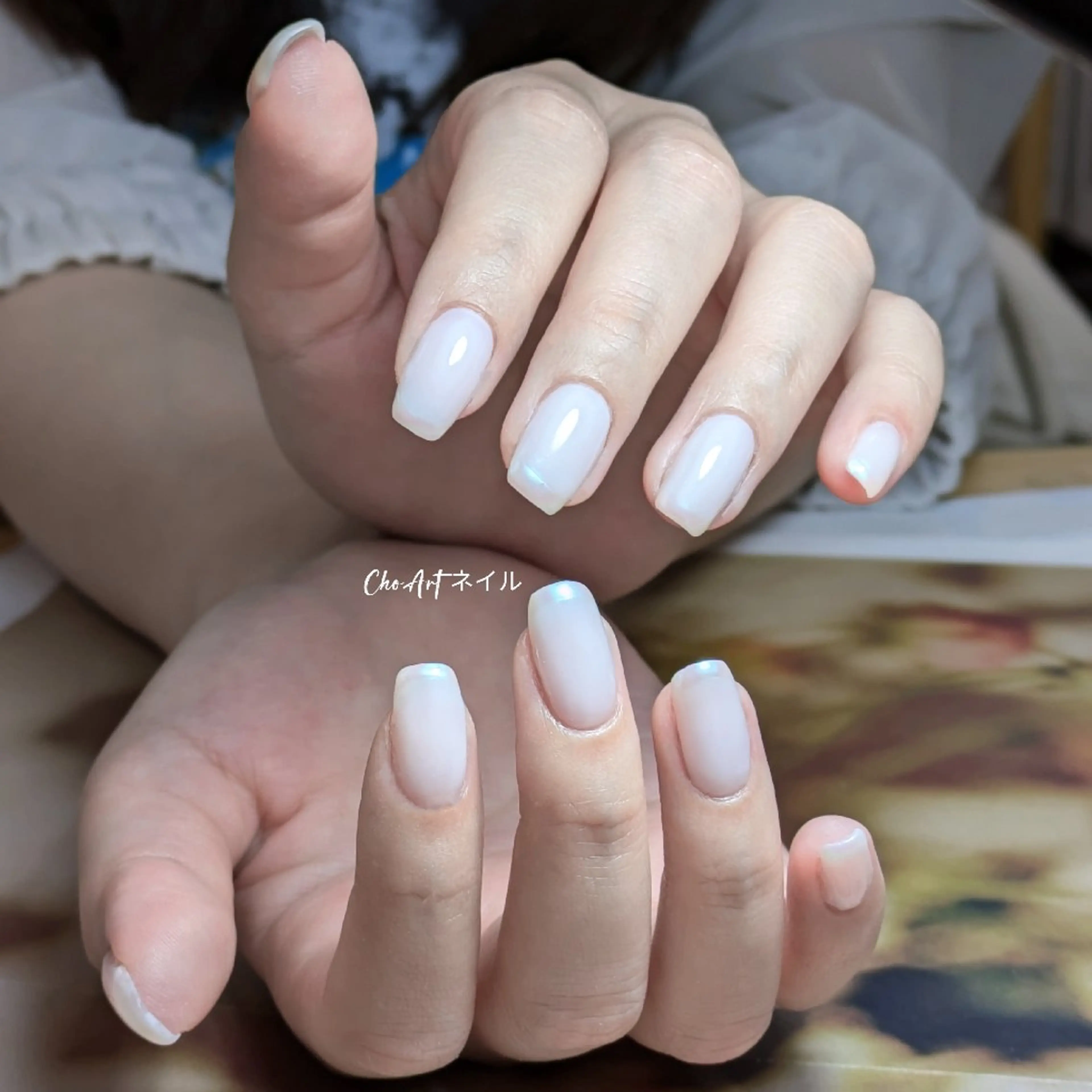 ネイル オーロラネイル フレンチネイル ジェルネイル 持ち込み ショートネイル Cho Artネイル所属・Cho Art ネイルのネイルデザイン