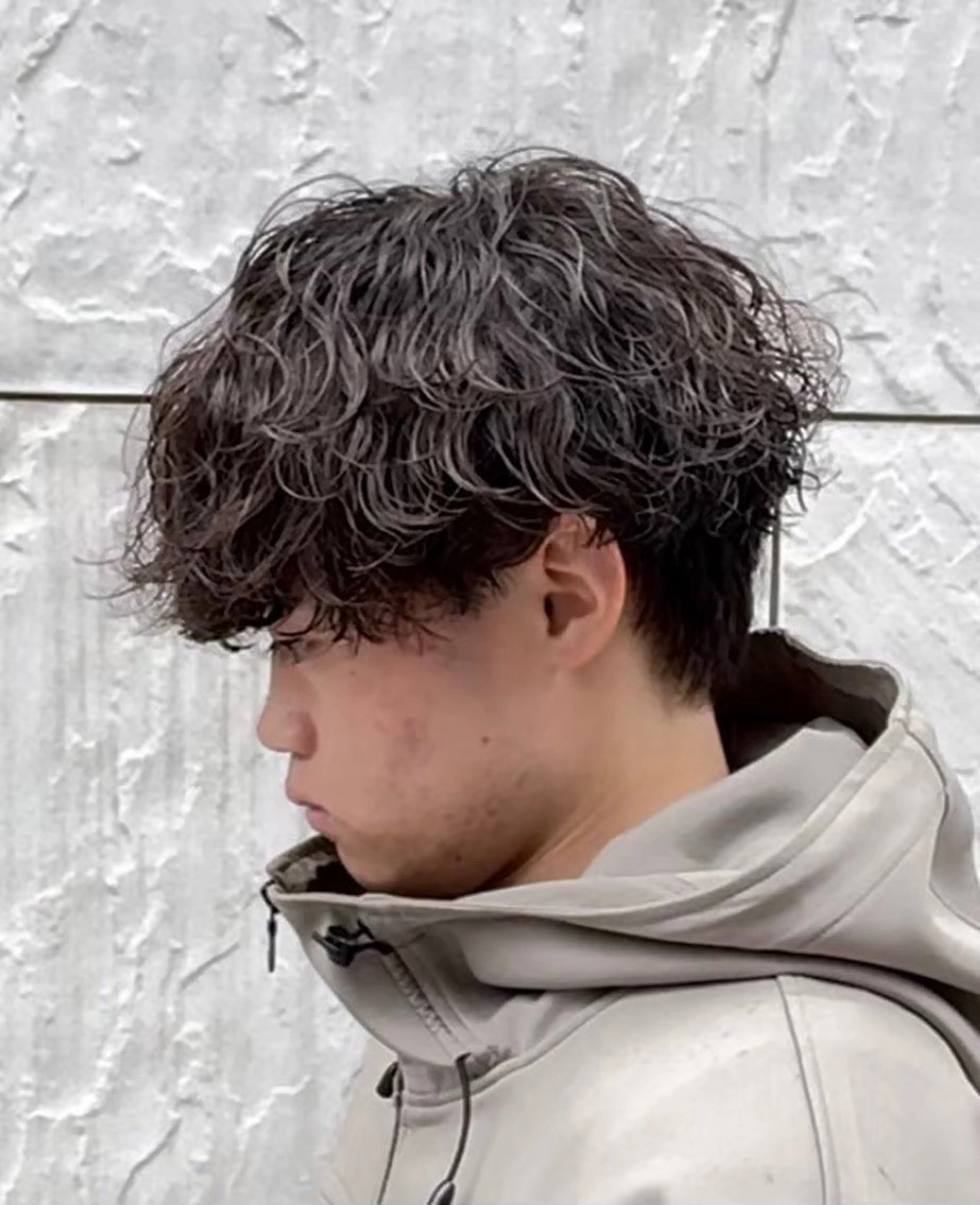 ショート パーマ メンズ カット パーマ ヘアセット 町田/波巻き/ シャドウ/メンズのヘアスタイル