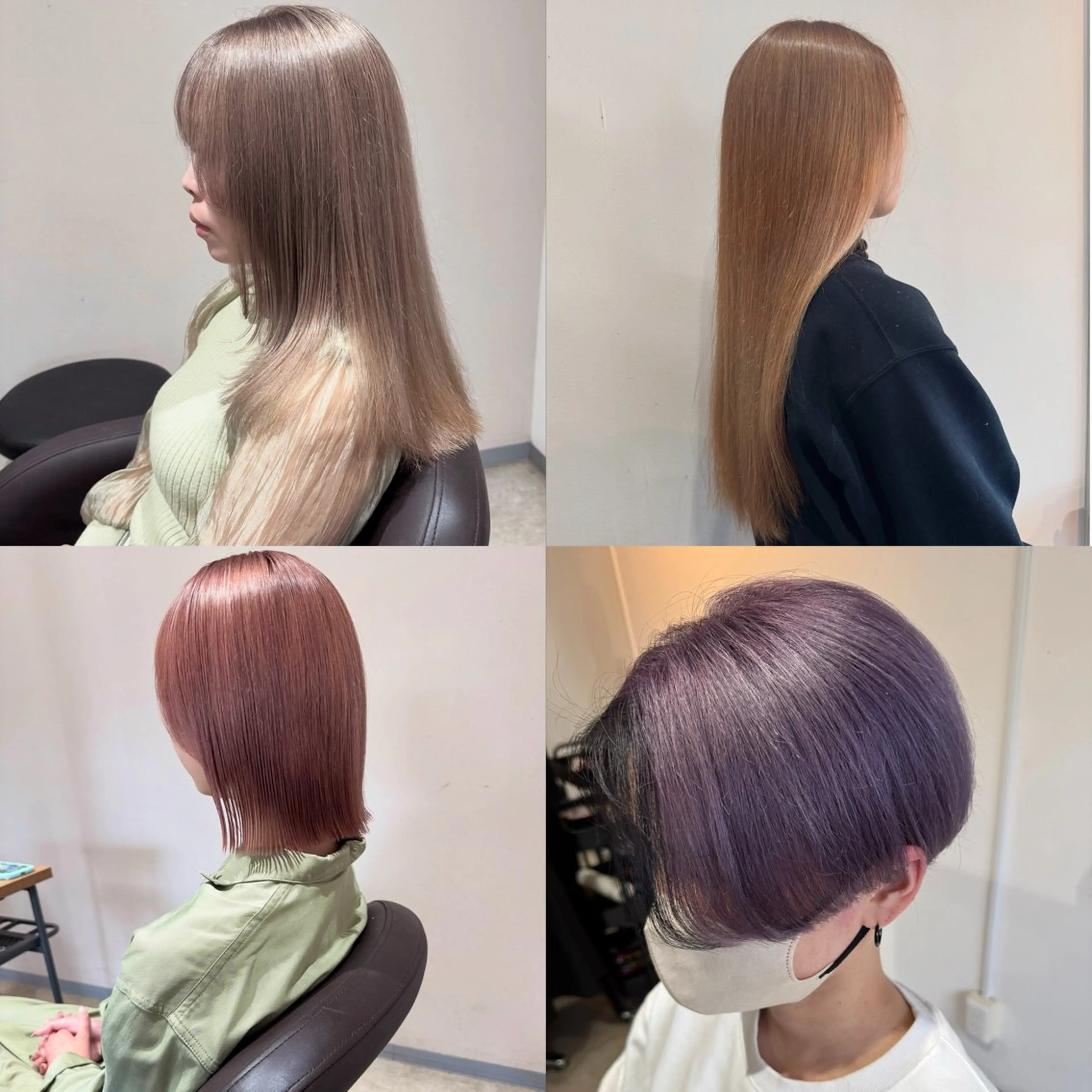 セミロング ボブ 韓国風ヘア レイヤーカット 縮毛矯正 カット ヘアカラー トリートメント ✨艶ブリーチカラー✨ ✨艶髪ストレート✨のヘアスタイル