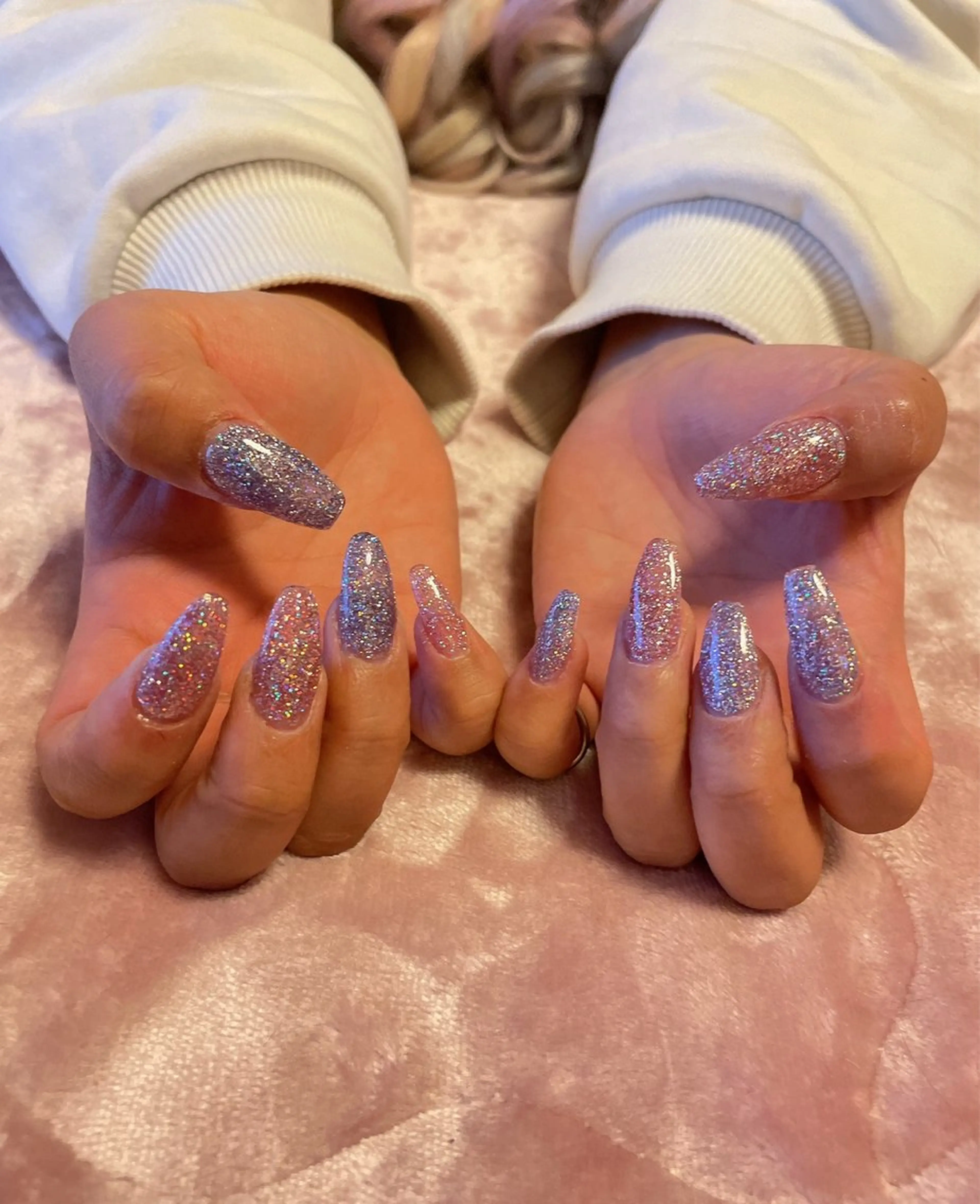 ネイル キラキラネイル ラメ(グリッター) ピンク ハンドネイル Nail salon Betty❤︎のネイルデザイン