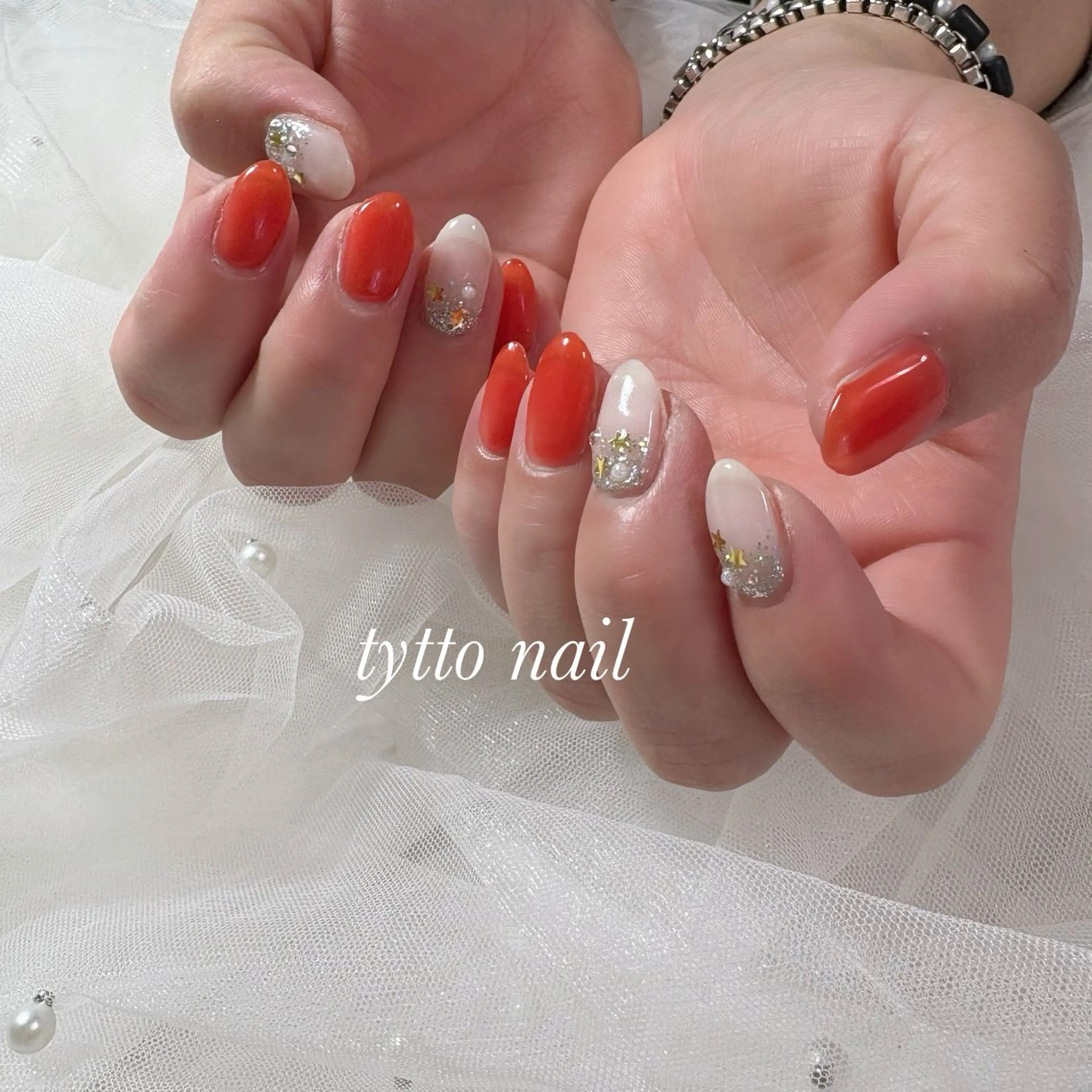 ネイル ガーリー グラデーション キラキラネイル 韓国ネイル ラメ(グリッター) ハンドネイル tytto nail ❤︎‪‪eri‪‪のネイルデザイン