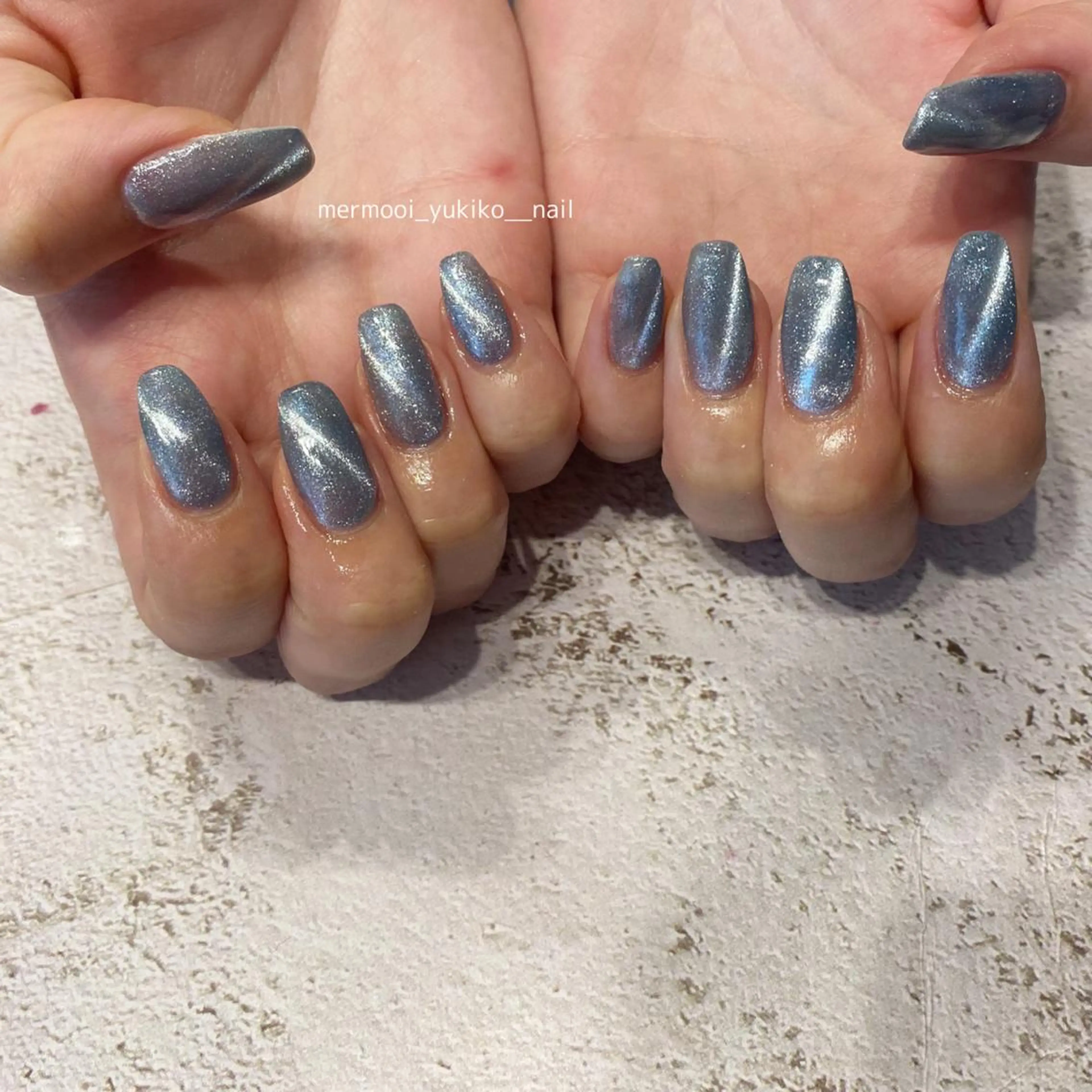 ネイル キラキラネイル 韓国ネイル ロングネイル マグネットネイル ニュアンスネイル ハンドネイル mermooi nailのネイルデザイン