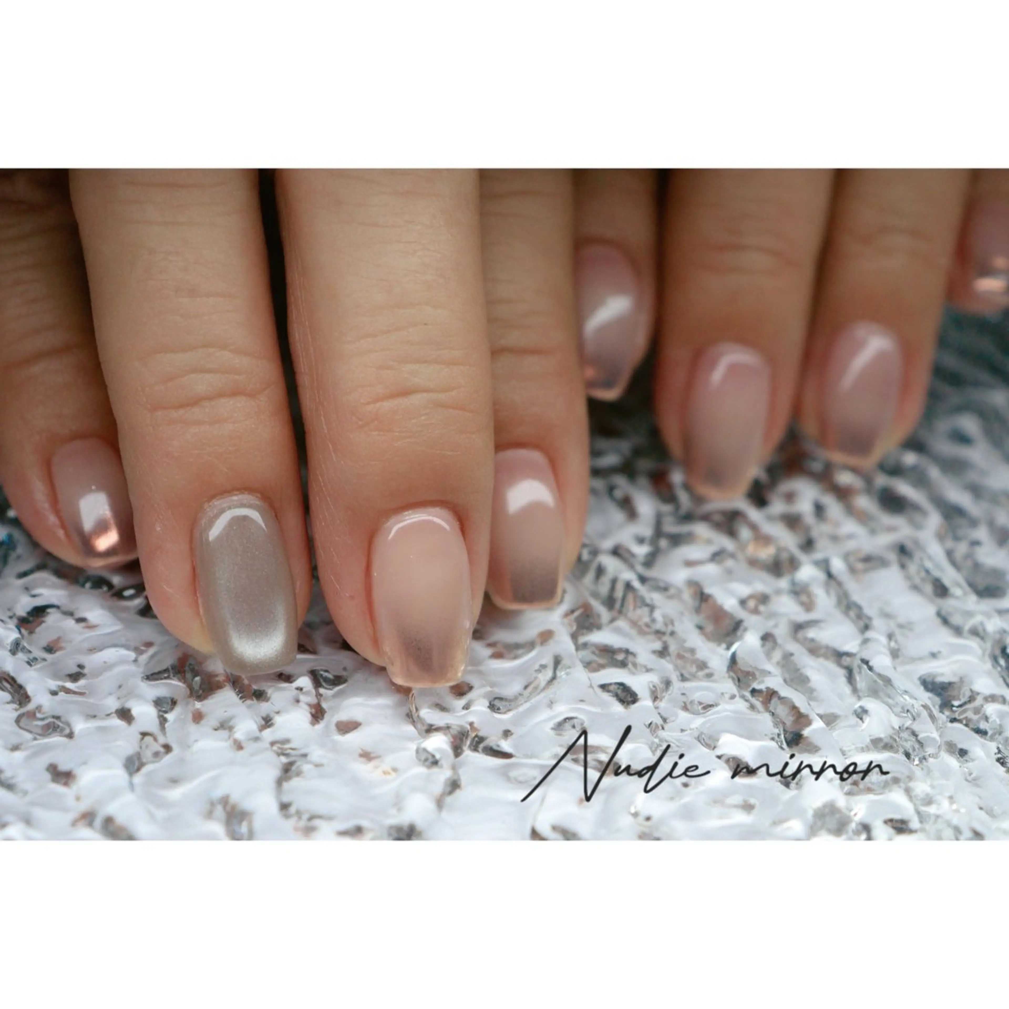 ネイル ミラーネイル ピンク ハンドネイル ハンドケア mapple nailのネイルデザイン
