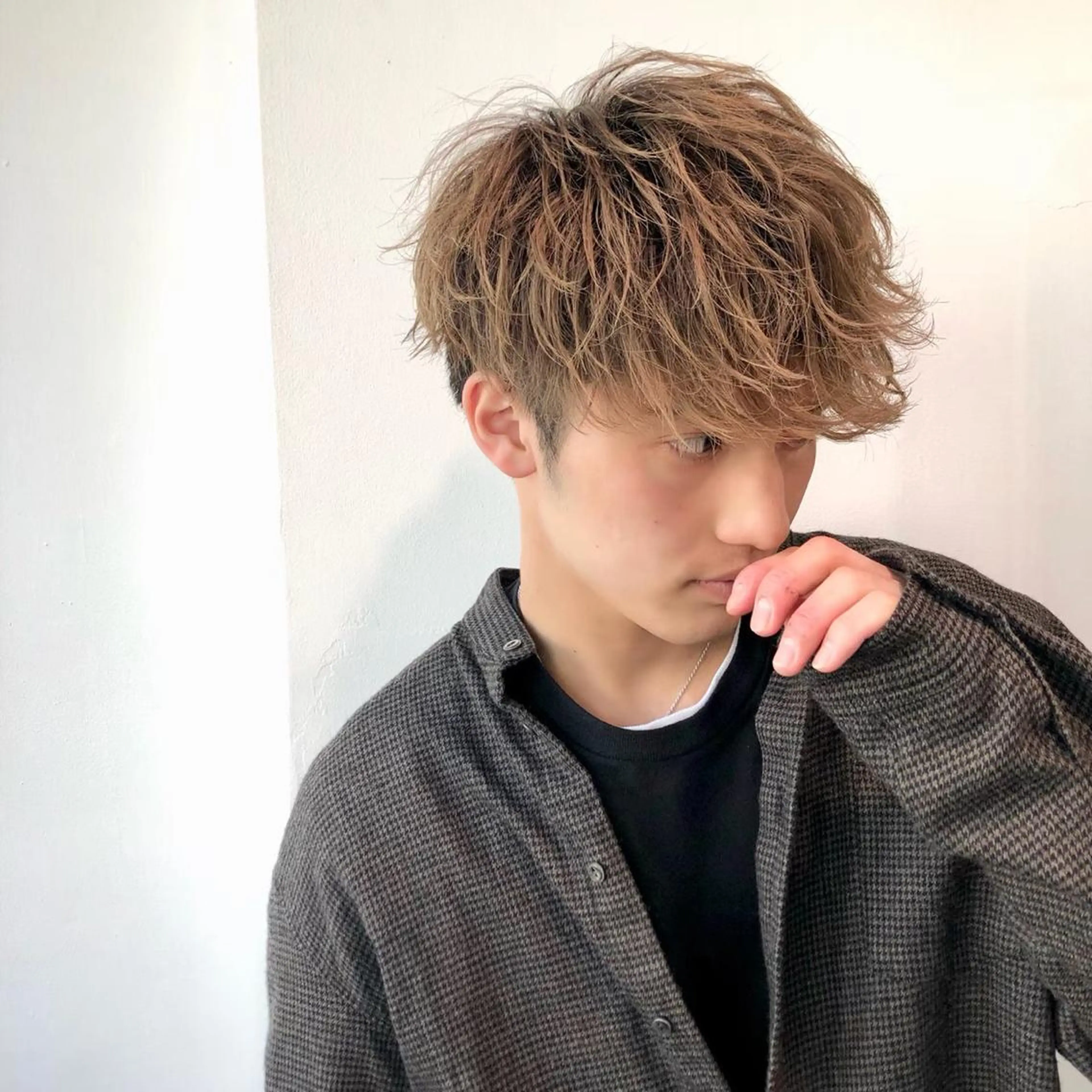 ショート カラー パーマ ヘアアレンジ メンズ キッズ 🟦ニュアンス/メン ズパーマ横浜🟦のヘアスタイル