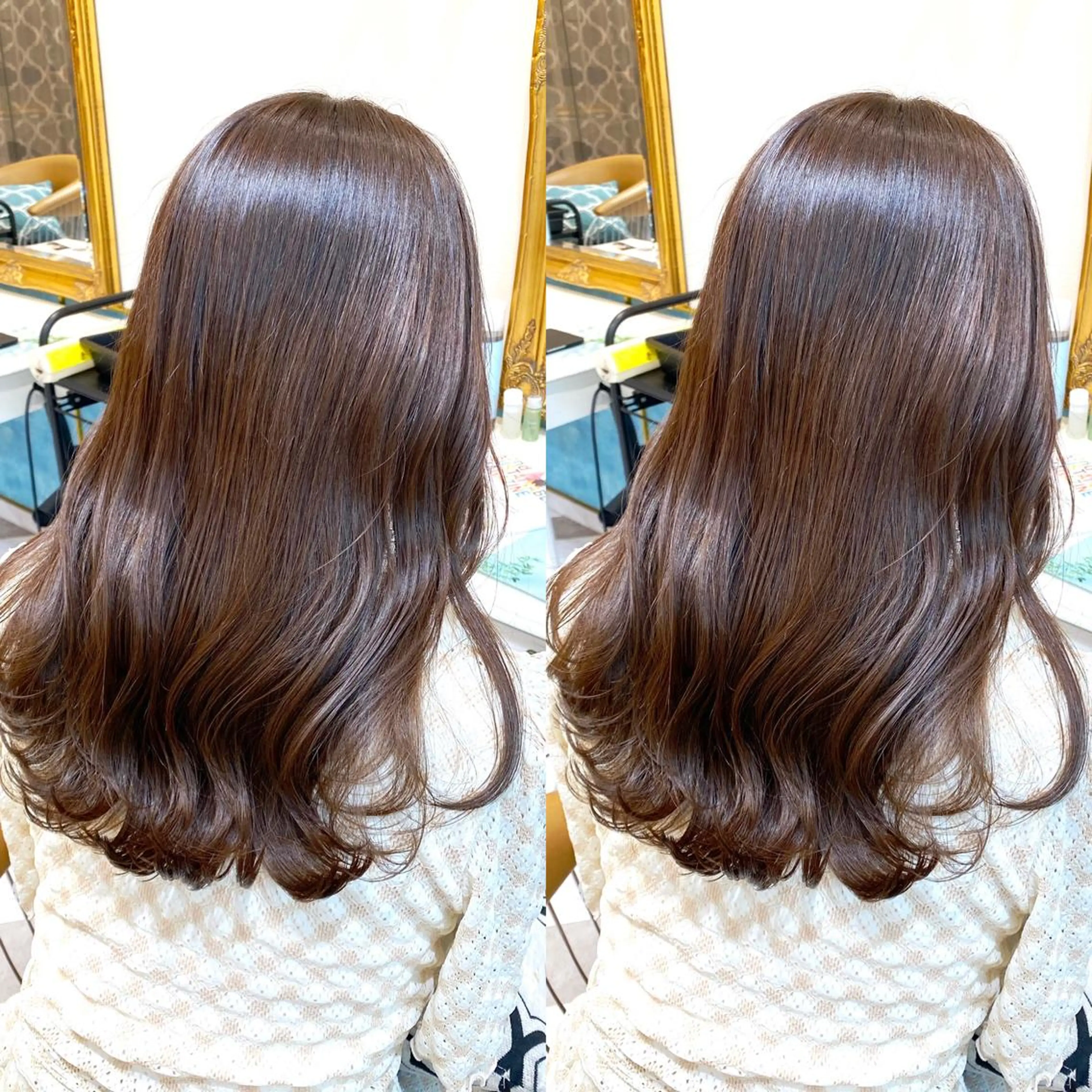 ミディアム カット ヘアカラー トリートメント 韓国ヘア/レイヤー/ 髪質改善🫧西田のヘアスタイル