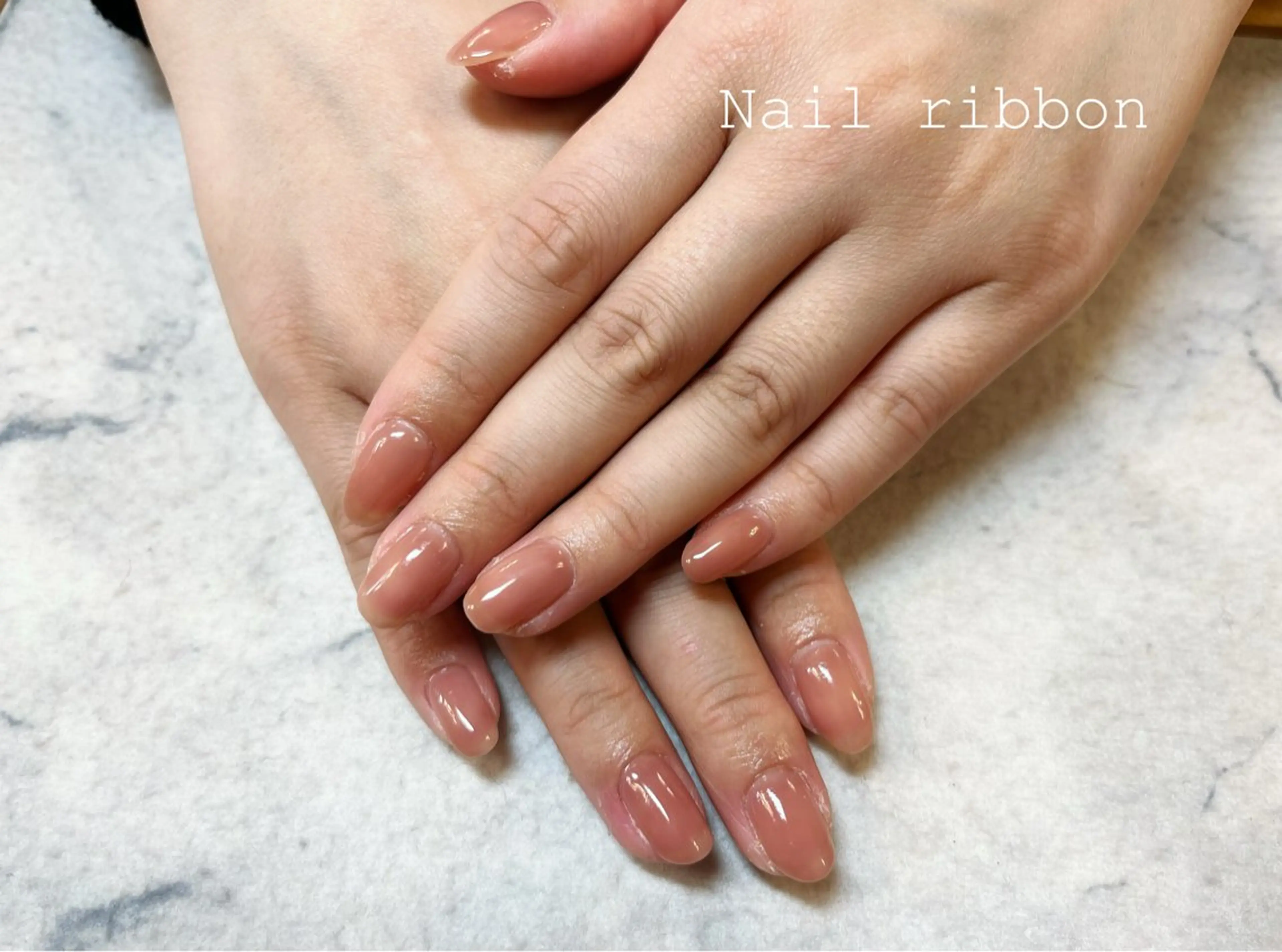 ネイル ワンカラーネイル ネイルリボン 笠井のネイルデザイン