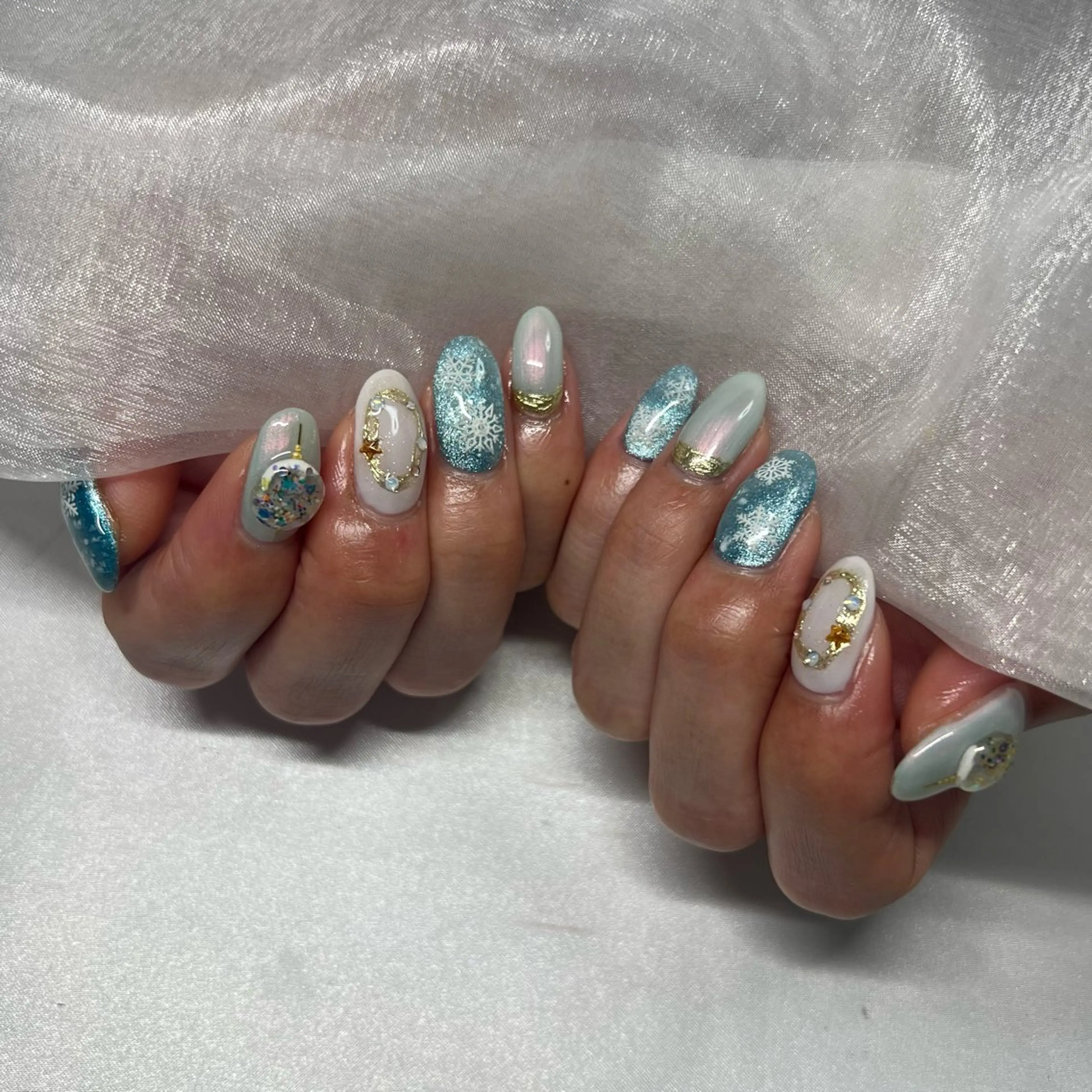 ネイル ジェルネイル 韓国ネイル ラメ(グリッター) マグネットネイル ミラーネイル ハンドネイル -nail salon-Reward所属・nail salon Rewardのネイルデザイン