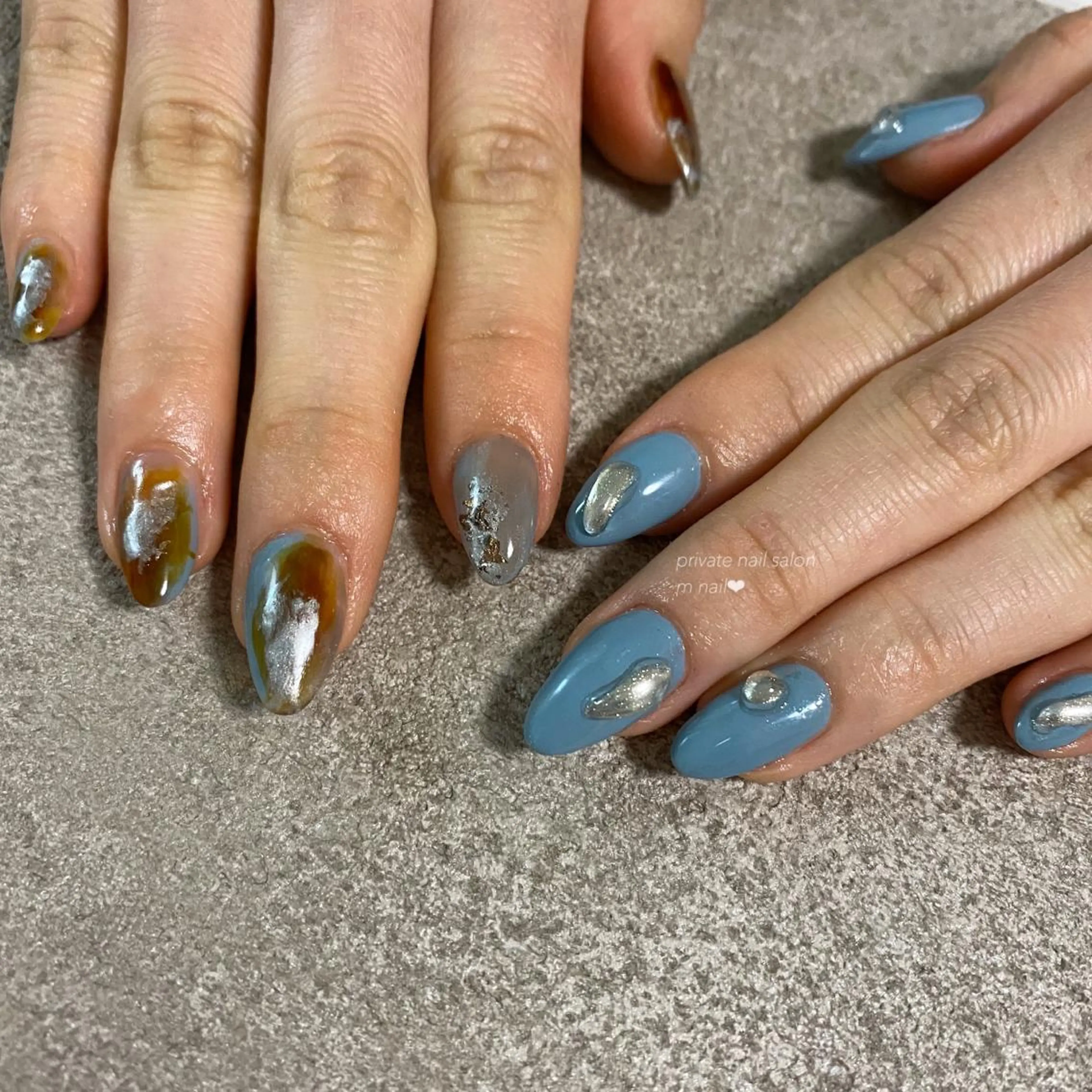 ネイル ブルー ハンドネイル 小河原 舞のネイルデザイン