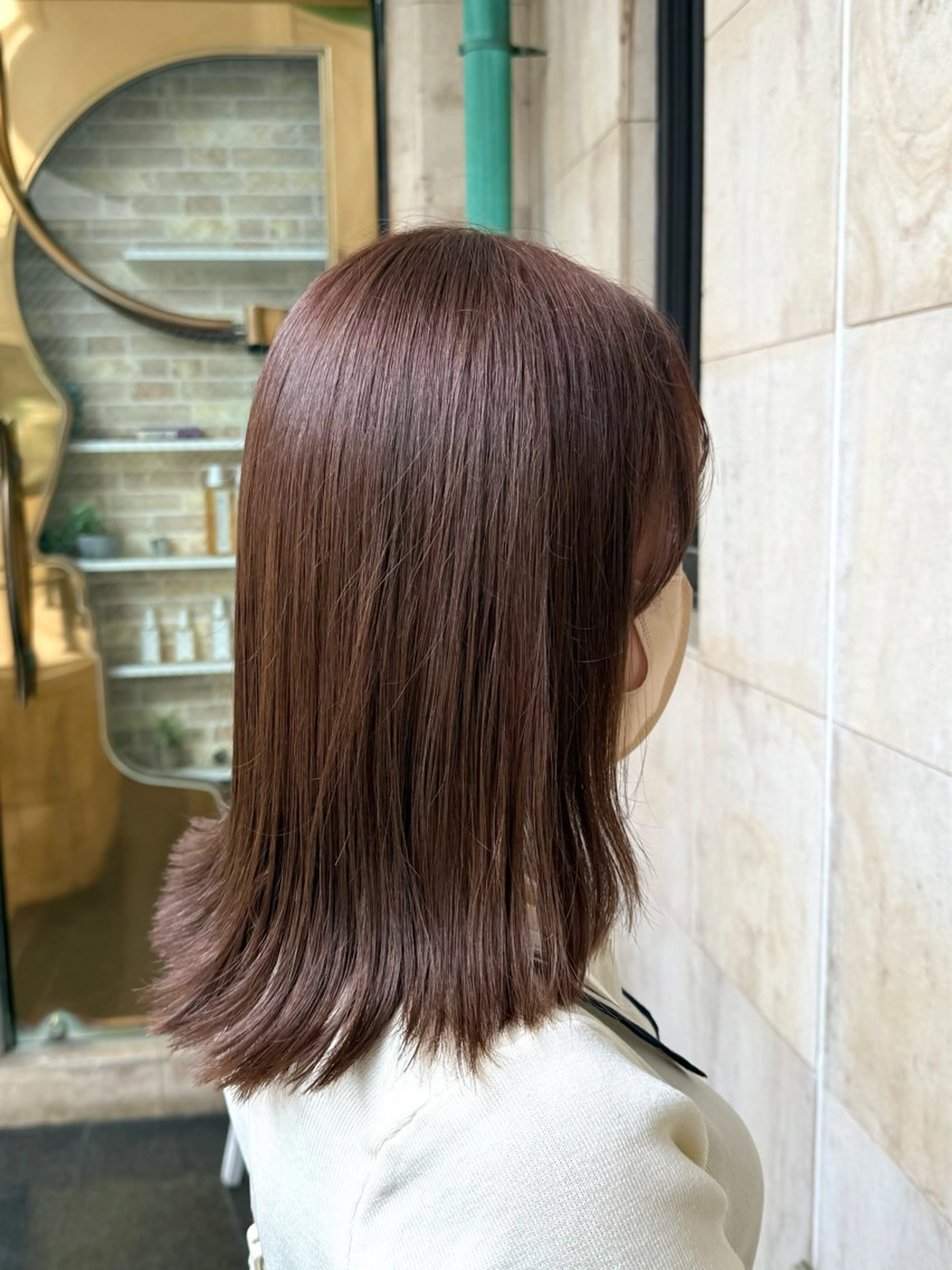 セミロング カラー 切りっぱなしボブ ベージュカラー ブリーチ ブラウンカラー ダブルカラー カット ヘアカラー トリートメント ヘッドスパ ヘアセット Wカラー/髪質改善/ 艶カラー🩶Sanaのヘアスタイル