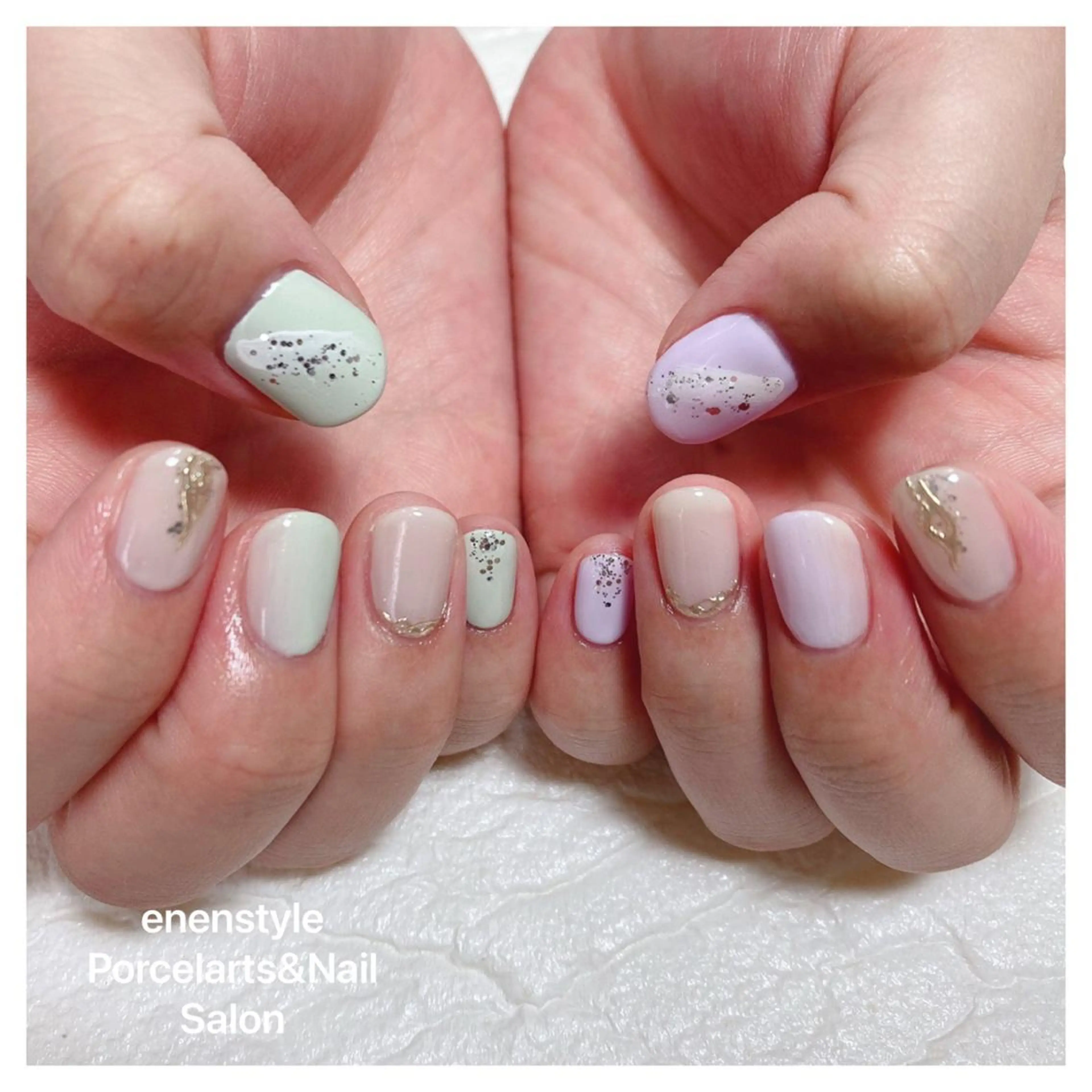 ショート ネイル ハンドネイル 👑enen style👑のネイルデザイン