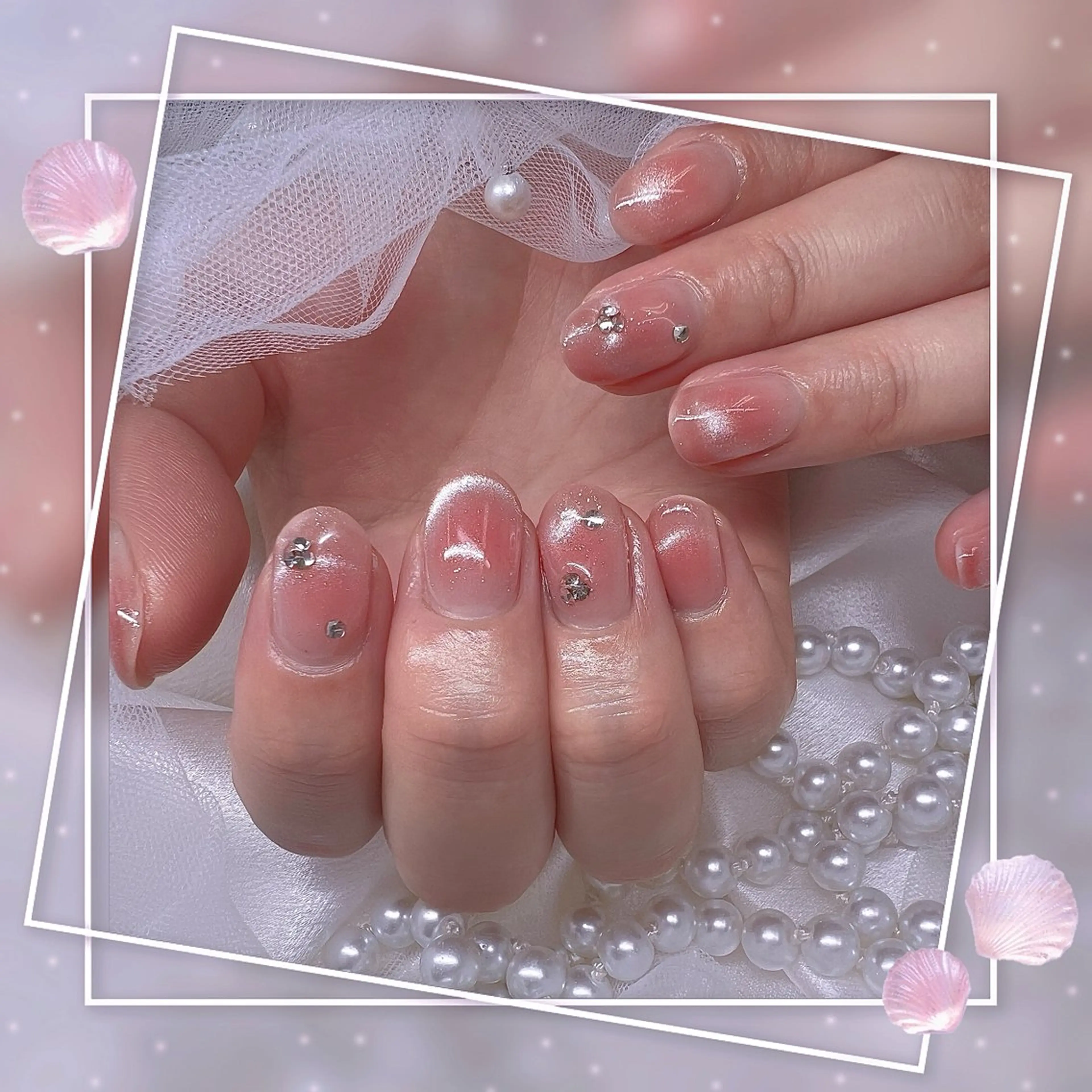 ネイル チークネイル フレンチネイル グラデーション マグネットネイル マグネットフレンチ ハンドネイル Chill Nailsalonのネイルデザイン