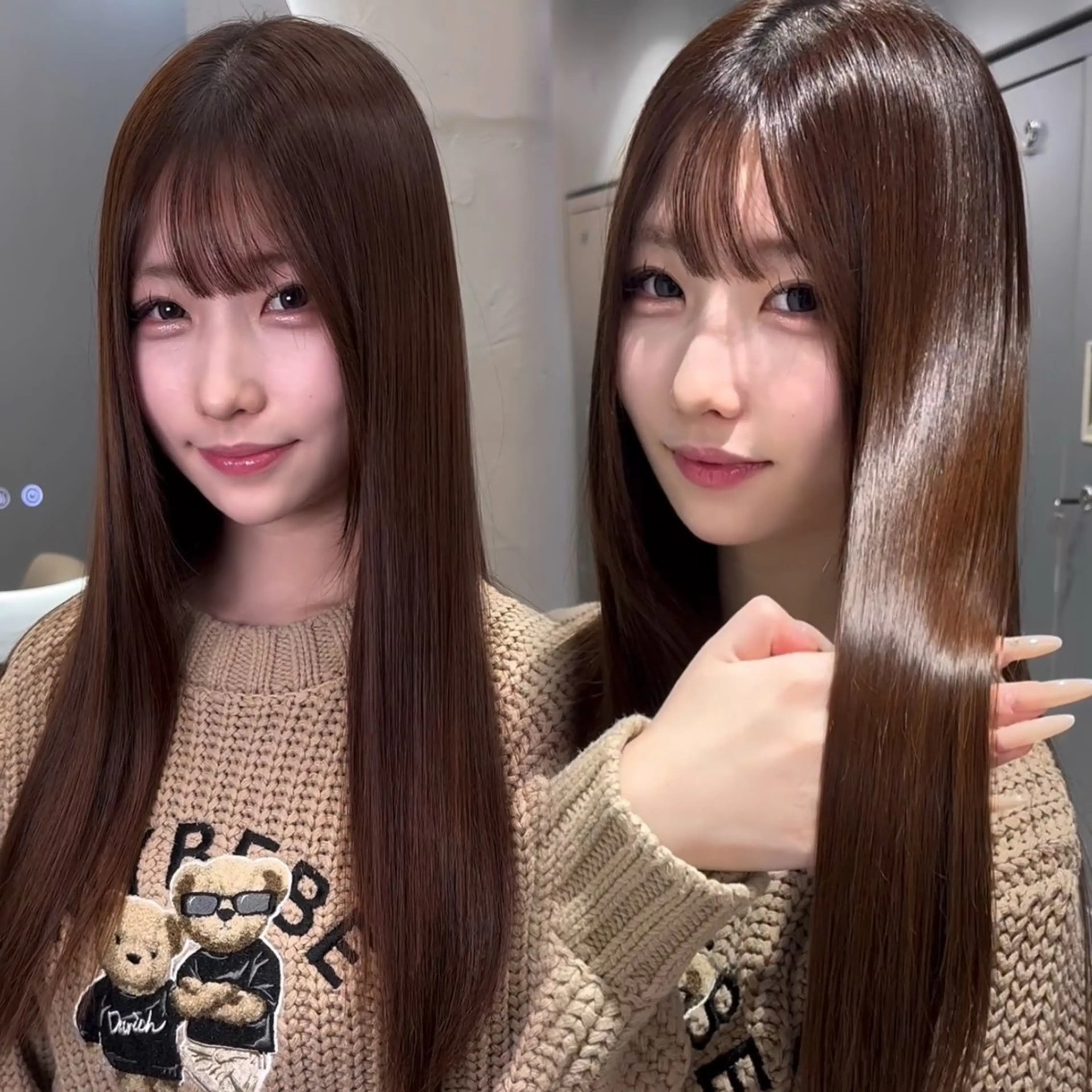 ロング カット 縮毛矯正 トリートメント 韓国風/ワンホンヘア 髪質改善/MaCoのヘアスタイル