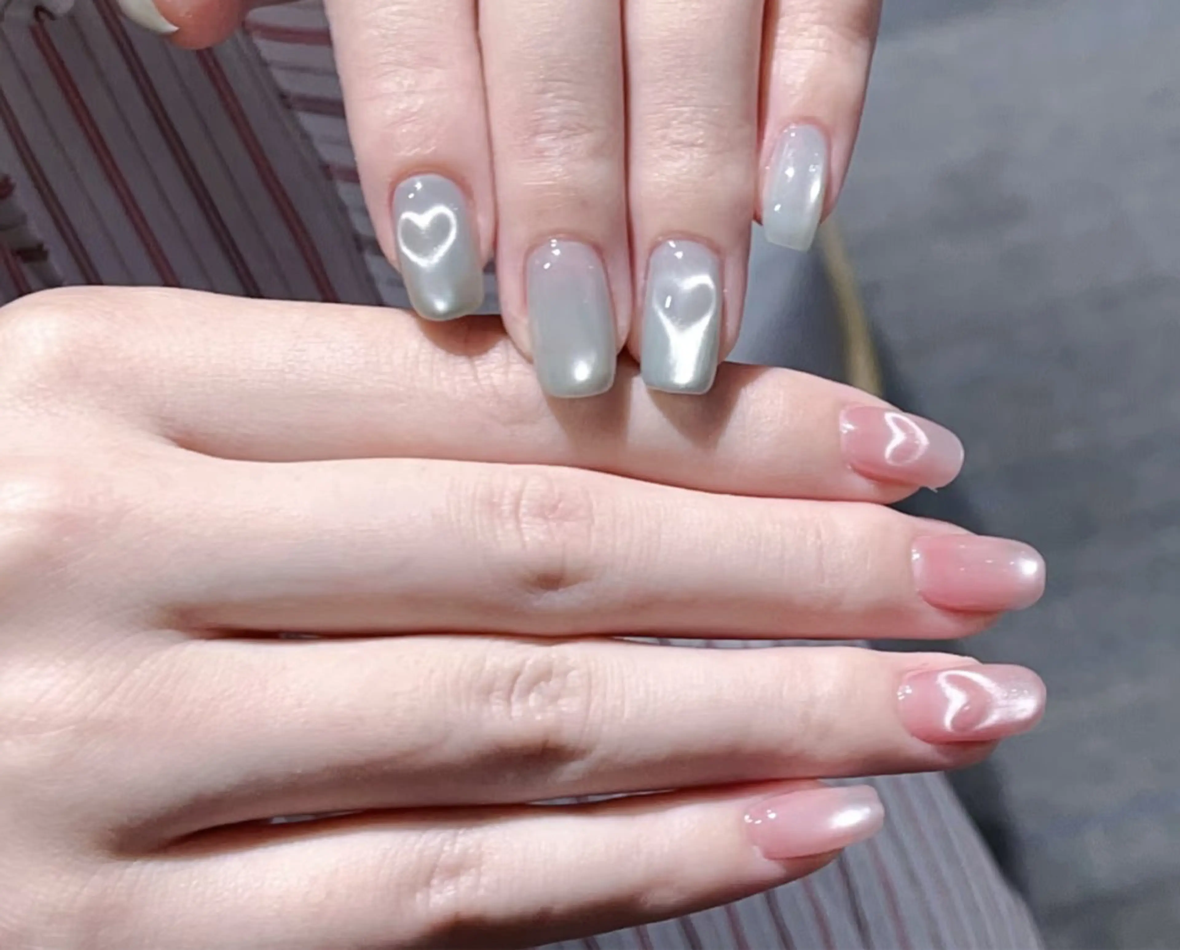 ネイル アートネイル オーロラネイル チークネイル フレンチネイル ガラスフレンチ ハンドネイル 🎀🎀YooLi Nail Salonのネイルデザイン