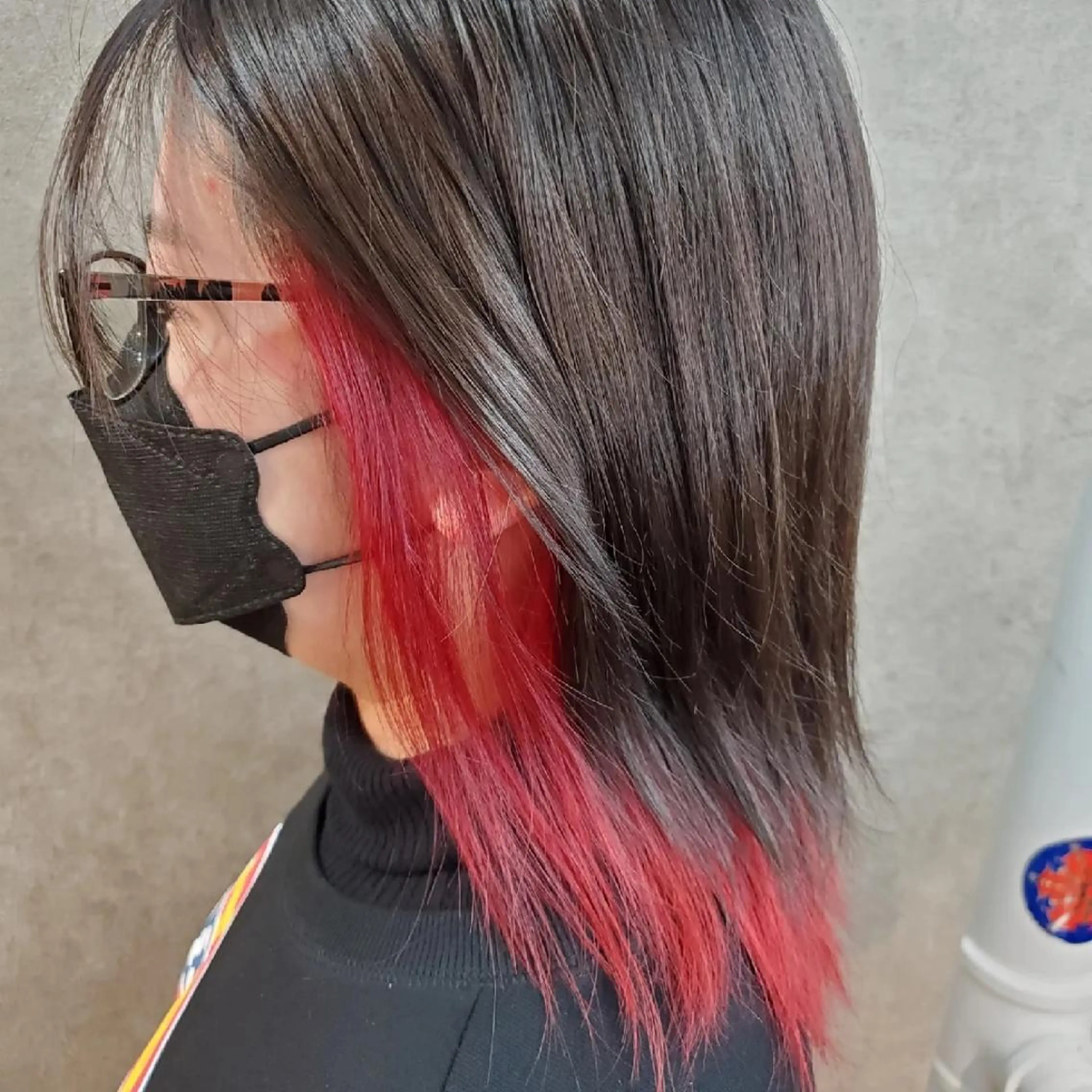 ミディアム カラー レッドカラー 堀 凌紀のヘアスタイル