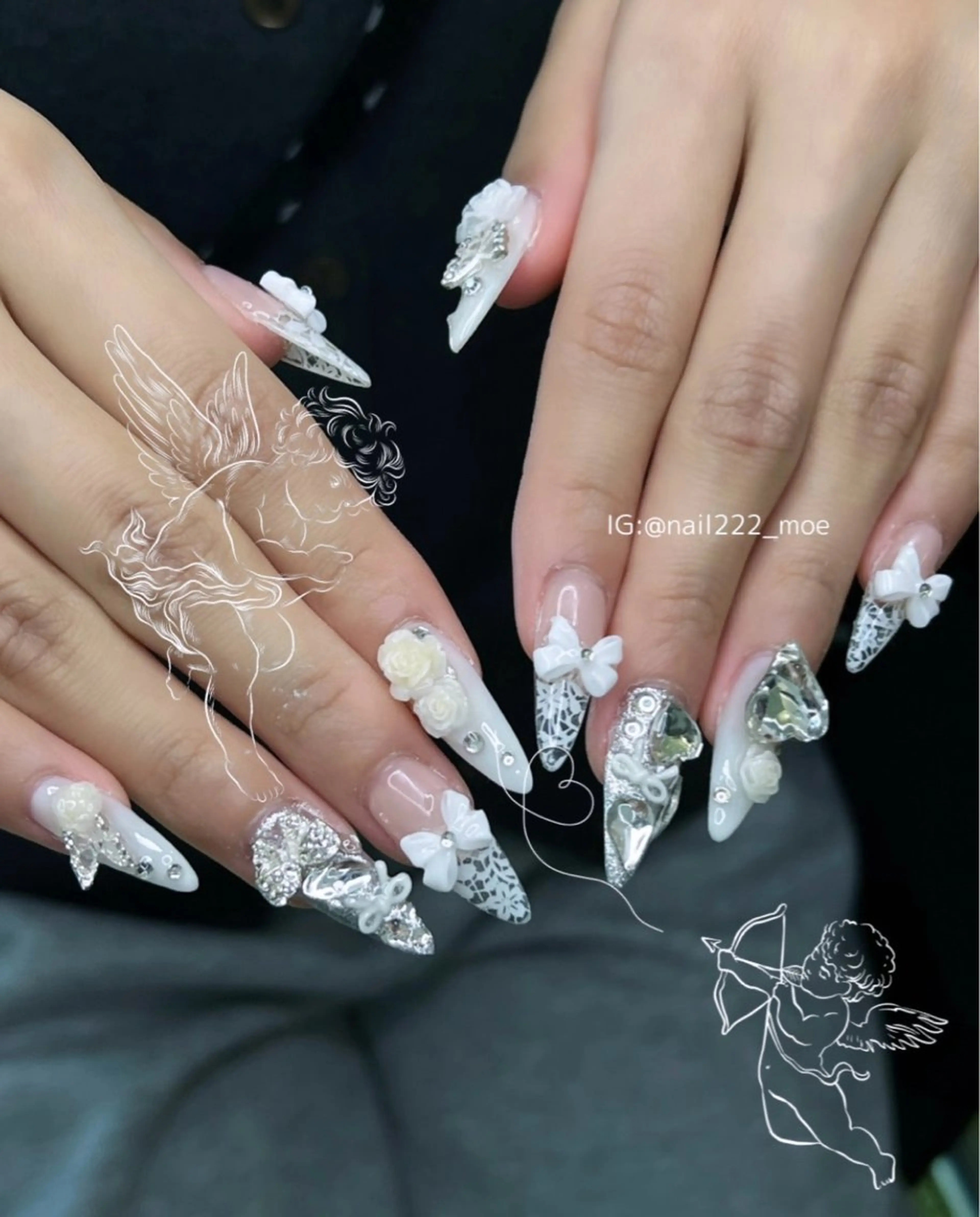 ネイル 春ネイル ワンホンネイル ホワイト ハンドネイル ⟡.*222⋰˚☆ MöEのネイルデザイン