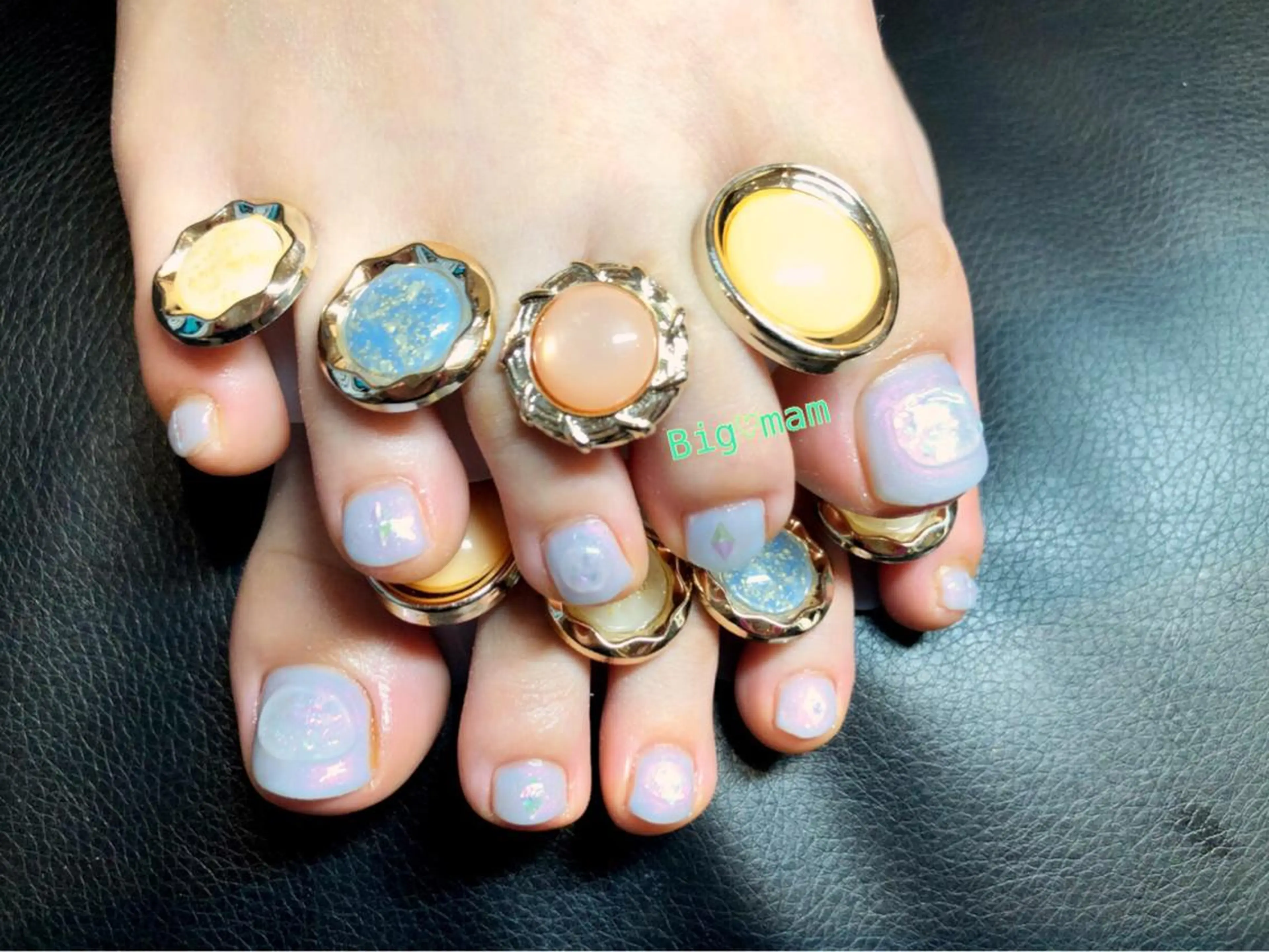 ネイル ブルー フットネイル フットネイル Big♡mam所属・Big♡mam （MAMI）のネイルデザイン