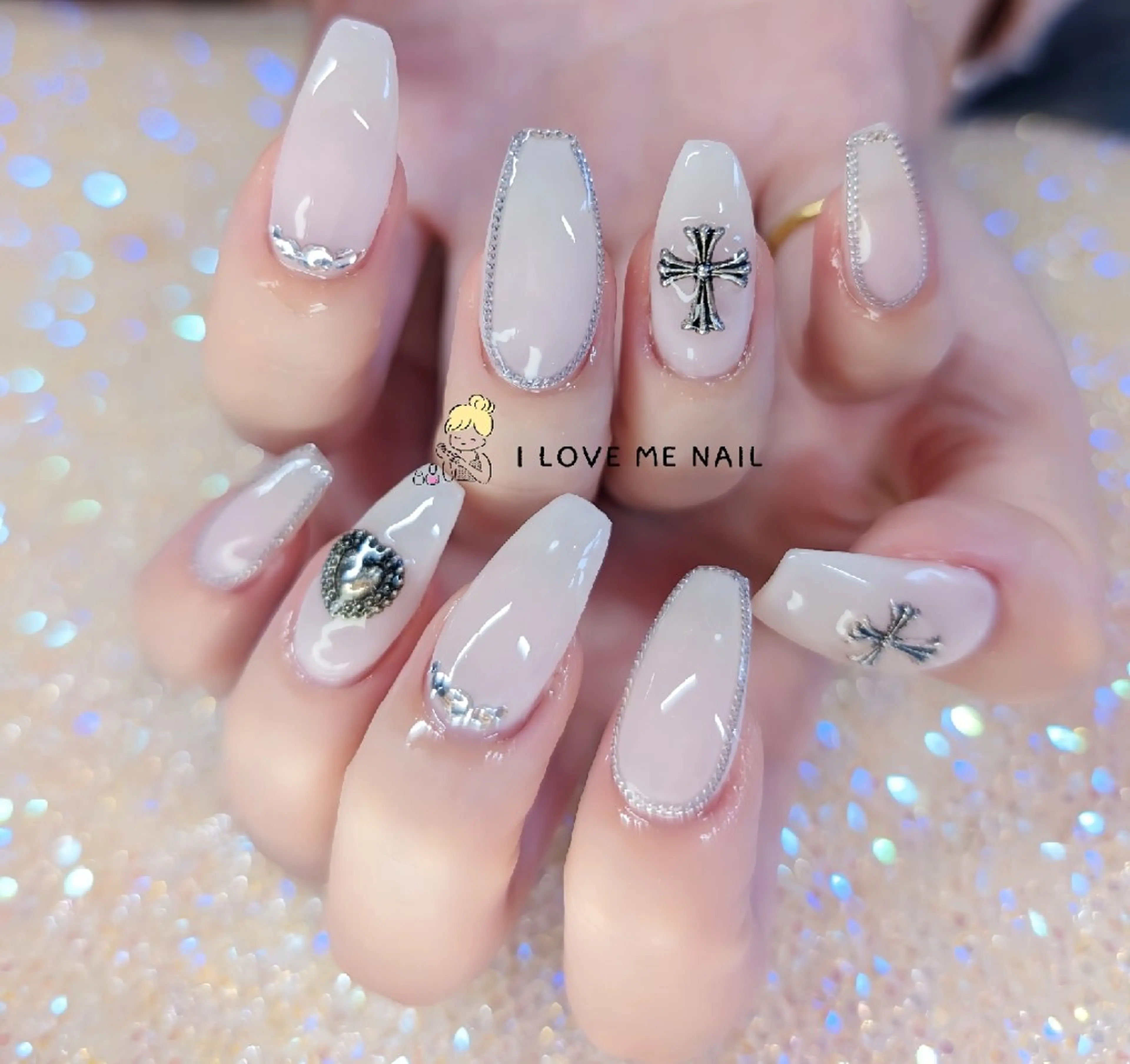 ネイル 長さ出し ジェルネイル ハート 韓国ネイル マグネットネイル ハンドネイル I LOVE ME NAIL.｡.:*♡のネイルデザイン