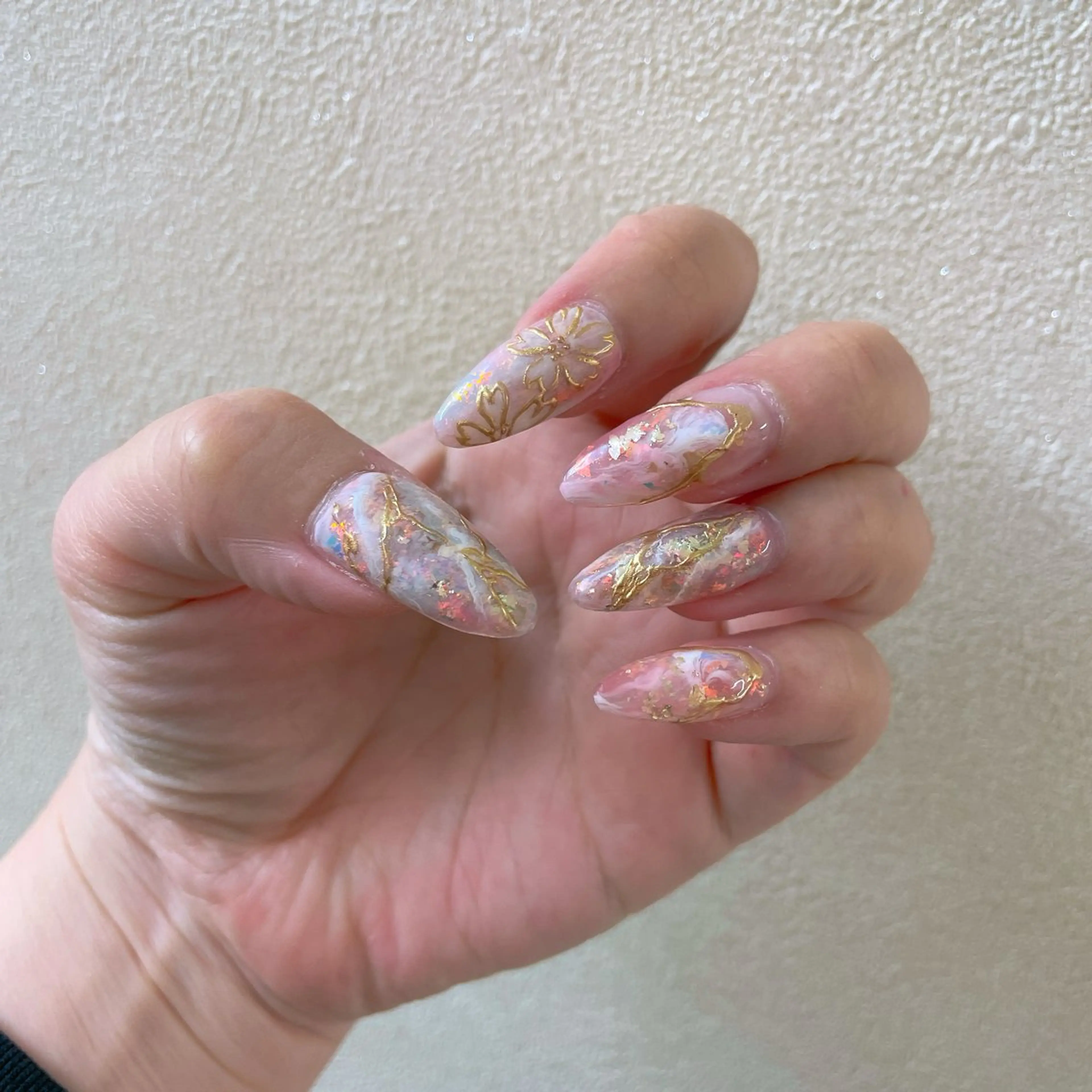 ネイル 桜ネイル 長さ出し ミラーネイル ニュアンスネイル ピンク pilina所属・pilina ピリナのマツエク・マツパデザイン